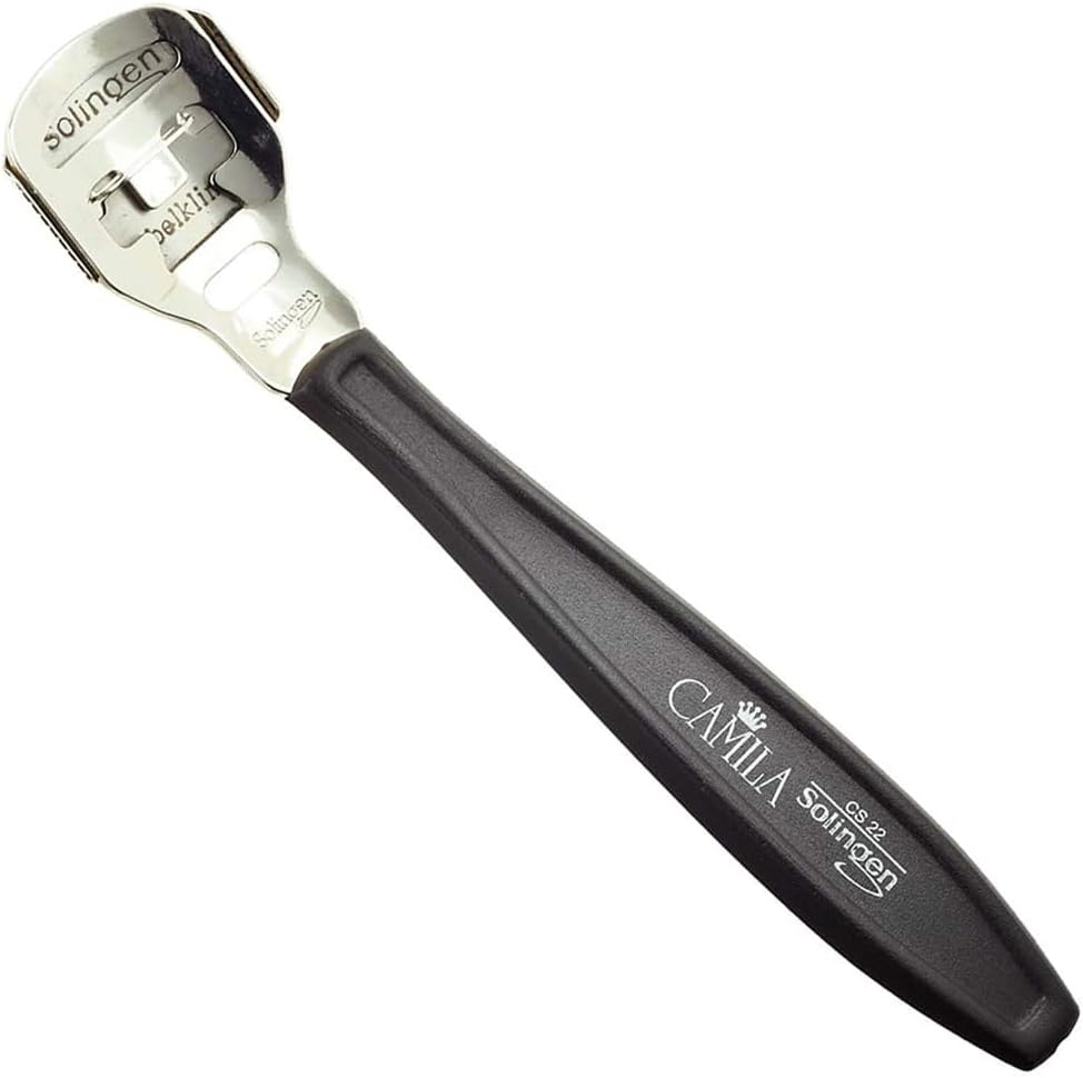 Camila Solingen CS22 5 1/2" Corn Plane/Foot Callus Remover. Hard Skin Heel Shaver Rasp Pedicure Cutter Kit for Feet and Spare Blades (10 Pack). Made in Solingen Germany