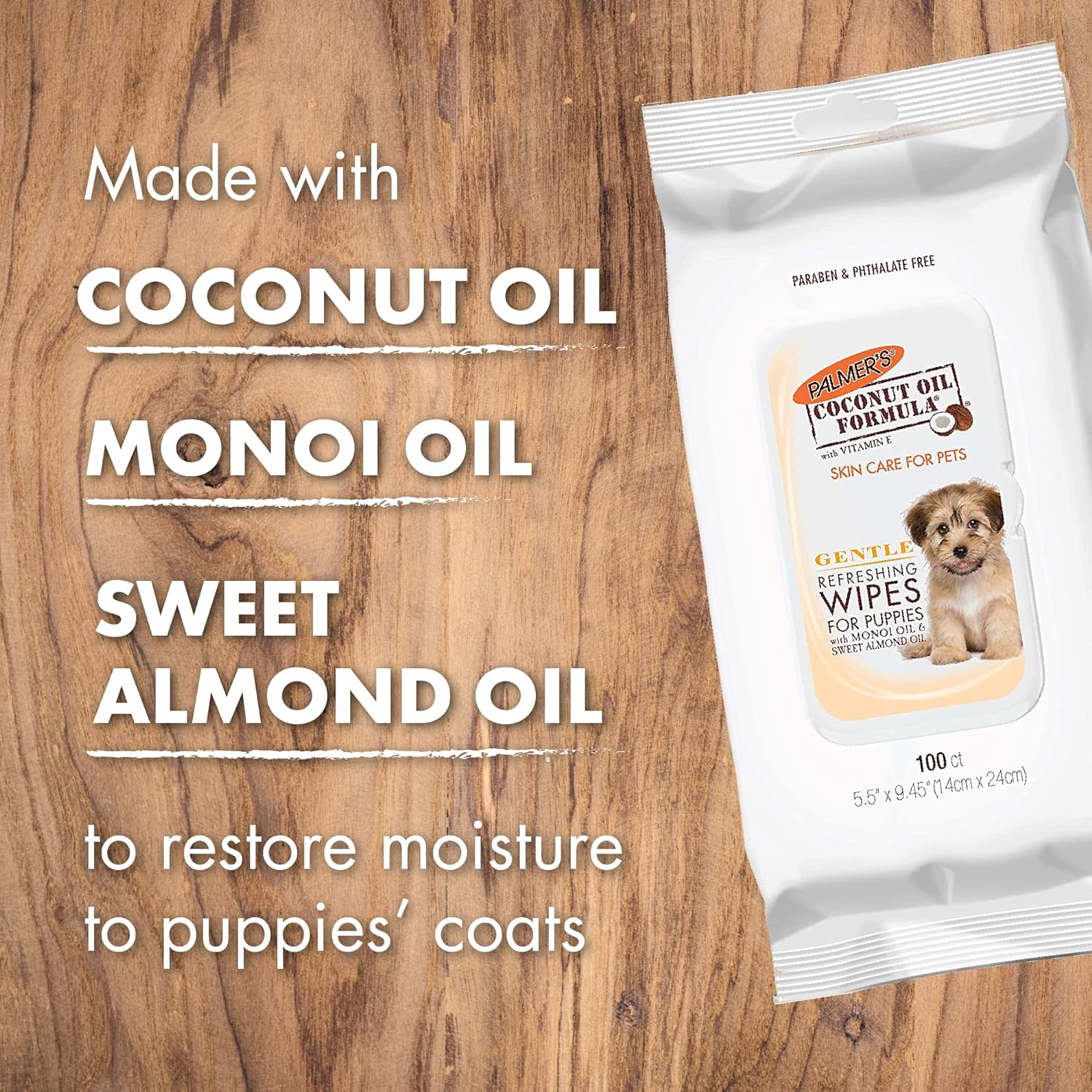 Palmer'S Coconut Oil Gentle Refreshing Wipes for Puppies | Palmers Coconut Oil Puppy Wipes - 100 Ct Gentle Pet Grooming Wipes for Dogs with Coconut Oil image number 5