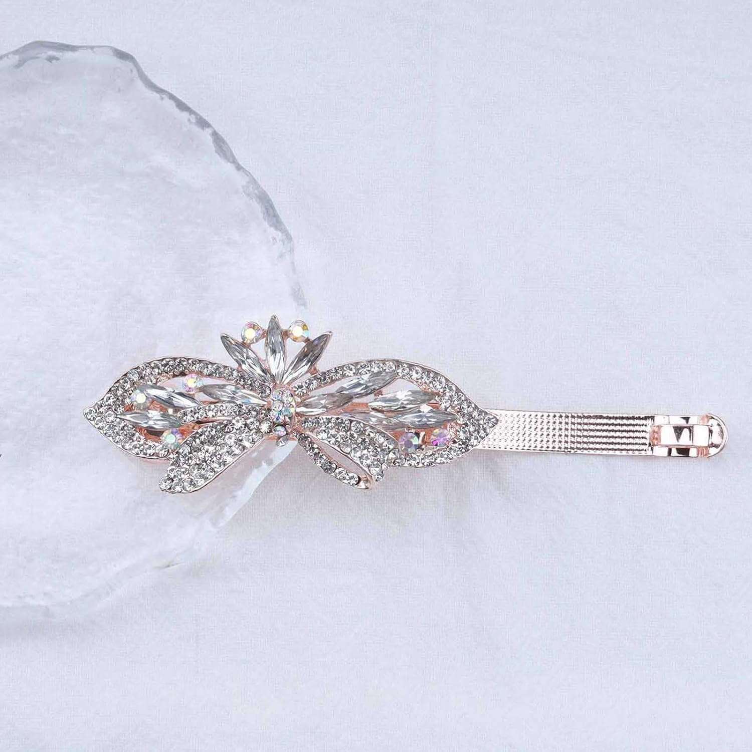 Yheakne Crystal Wedding Hair Clip Gold Flower Rhinestone Hair Clip Bling Bridal Headpiece Decorative Headpiece Crystal Bridal Hair Accessories for Women and Girls Gifts (Gold) image number 5
