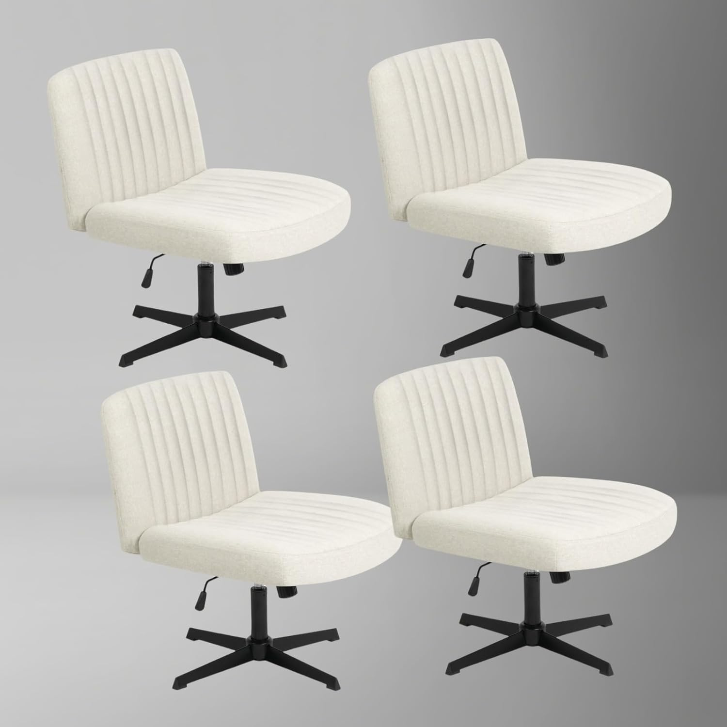 Set of 2 Criss Cross Legged Chair Armless Office Chair Desk Chair Vanity Chair for Home Office (2, Beige, 40-50Cm)