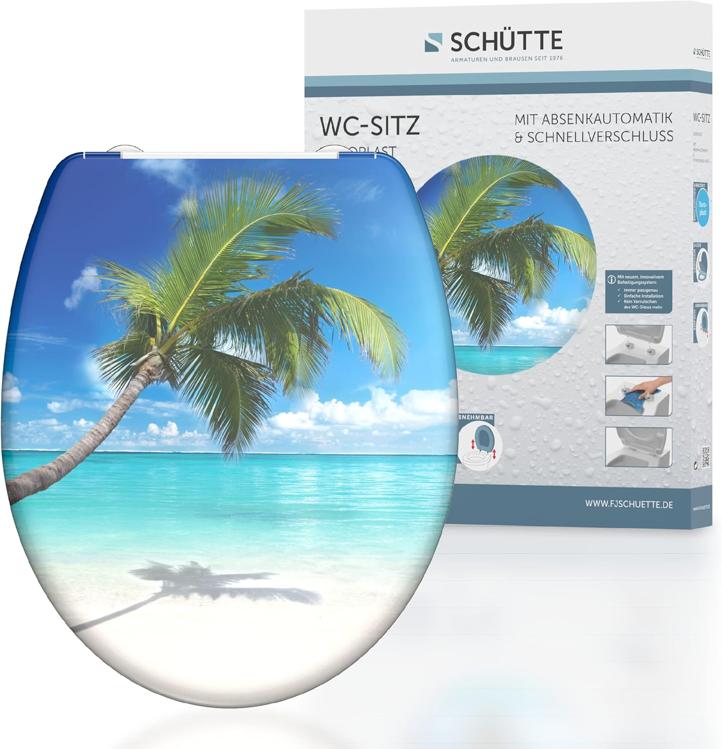 SCH&Uuml;TTE Duroplast Old Wood 82368 Toilet Seat with Soft-Close Mechanism and Quick Release for Easy Cleaning Maximum Load of Toilet Seat 150 Kg Wood Effect Motif