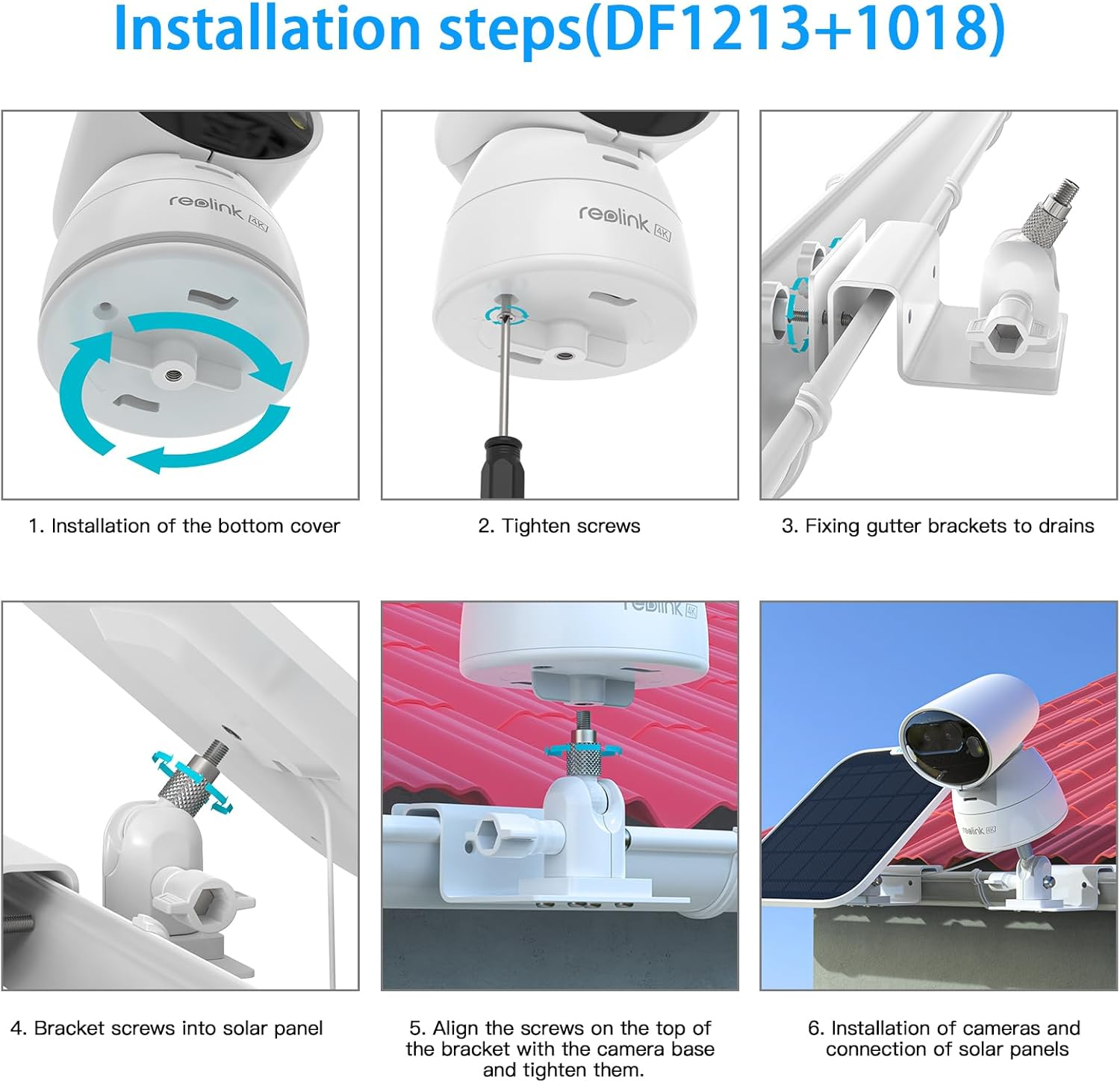 HOLACA Weatherproof Gutter Mount for Reolink Argus Track 4K&Solar Panel- Dual Security Camera and Solar Panel Brackets with Installation Adapter image number 1