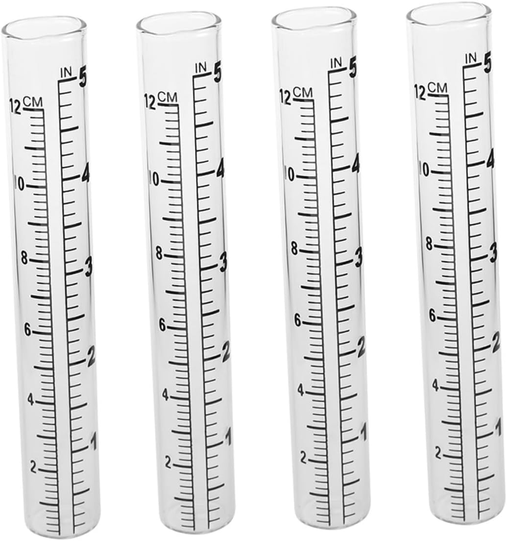 Balacoo 4Pcs Glass Rain Gauge Tubes Clear Measuring Containers for Outdoor Home Garden Precipitation Measurement Weather Rainfall Instrument image number 4