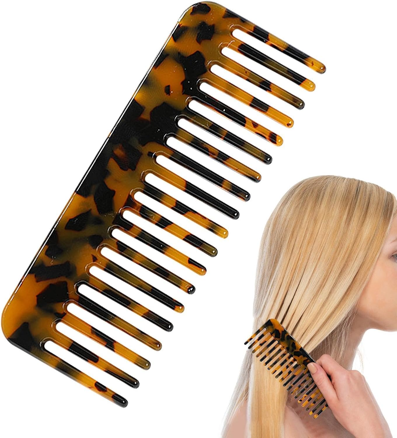 Anti-Static Turtle Comb - Wide Tooth Comb Small Travel Handbag Comb | Hand Cut Polished Hair Detangler Comb for Women, Perfect for Thick Hair, Detangling and Lilies