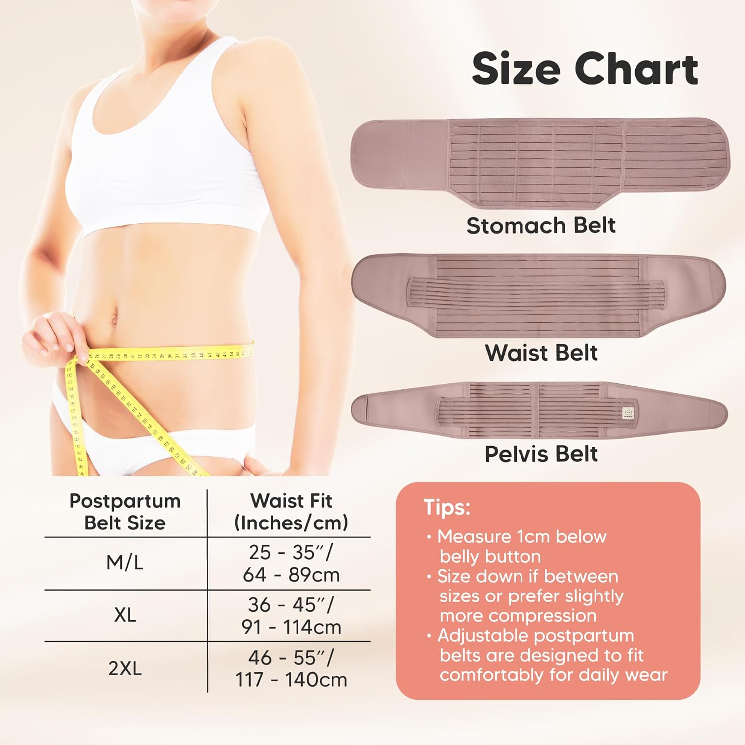 3 in 1 Postpartum Belly Support Recovery Wrap &ndash; Postpartum Belly Band, after Birth Brace, Slimming Girdles, Body Shaper Waist Shapewear, Post Surgery Pregnancy Belly Support Band (Dusty Plum, M/L) image number 4