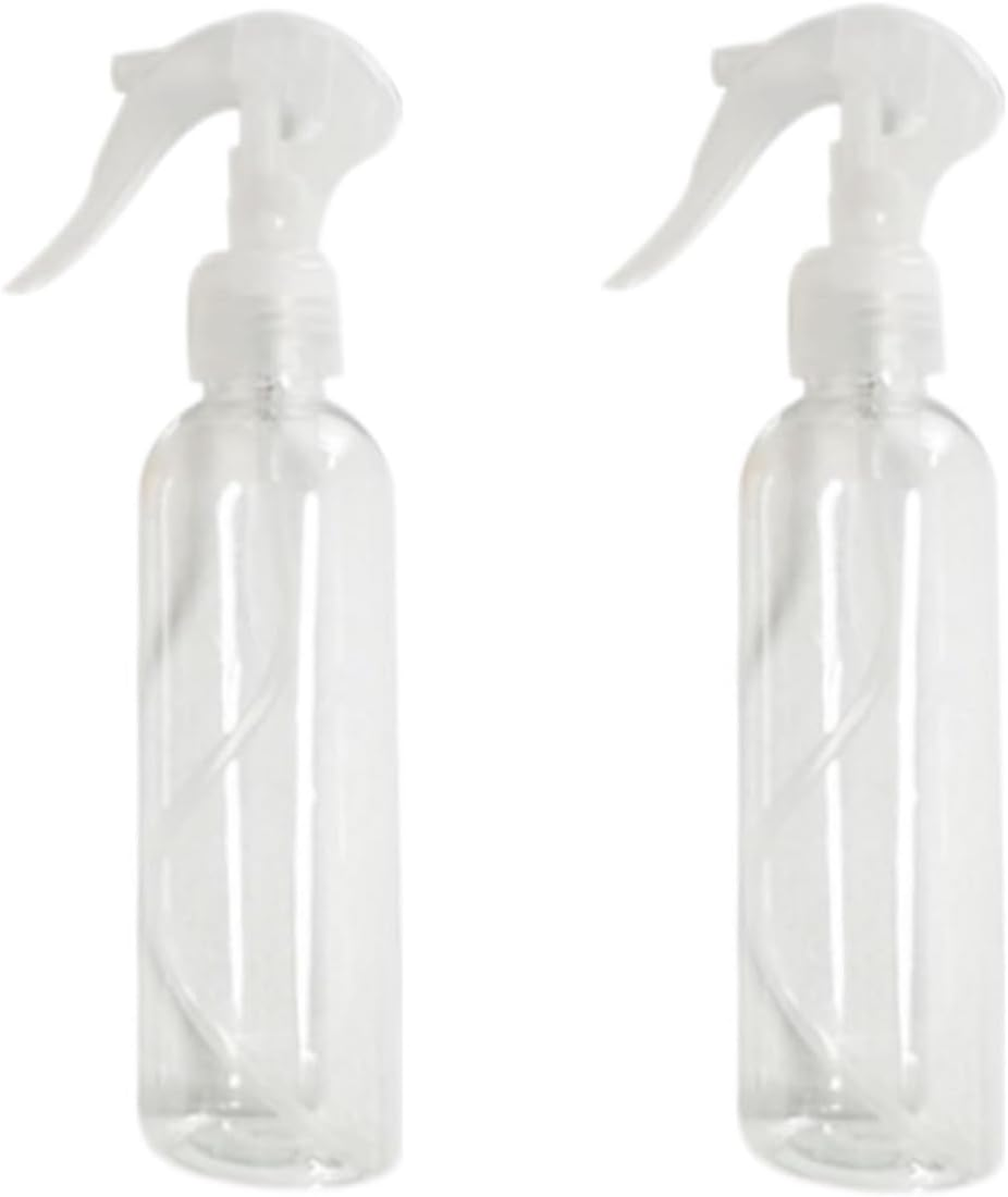2Pcs Small Plastic Spray Bottle with Durable Nozzle - Mini Fine Mist Bottle, Reusable Travel Size for Cleaning Solutions, Essential Oils, Hair, Cooking (Transparent, 20.5 * 4.5Cm) image number 2