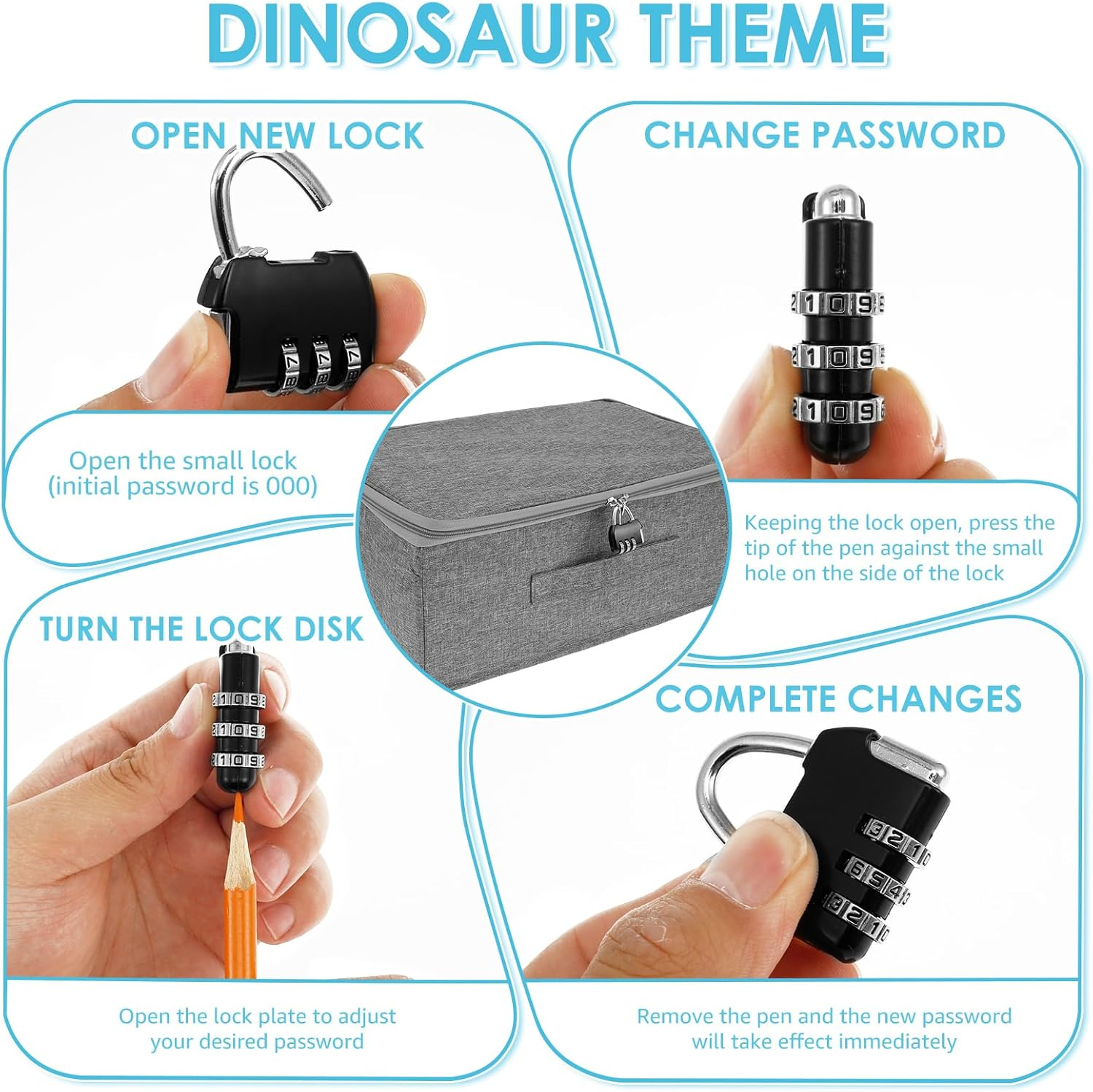 SHMAUNU Discreet Lockable Storage Toy Bag, Storage Box with Zipper & Handle, for Private Toys Cards Files Documents Cash Accessories image number 5