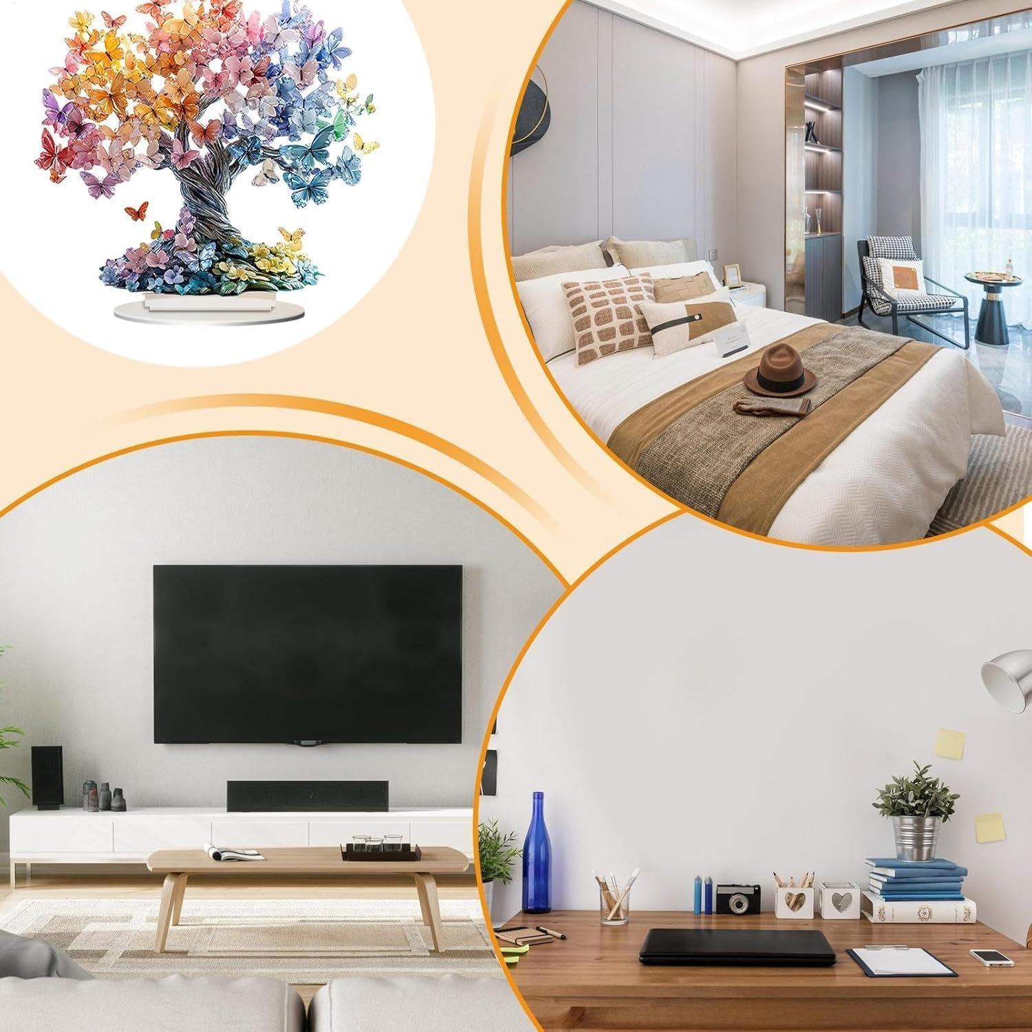 Colorful Butterfly Tree Creative Home Living Room Entrance Tabletop Decoration Ornament Acrylic Display Ornament 2D High-Definition Printed Decorative Artwork. image number 5