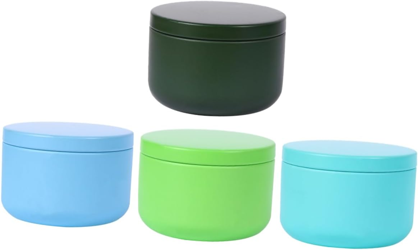 FUNOMOCYA 4Pcs Mini round Tinplate Tea Storage Tins with Lids, Small Metal Kitchen Canisters for Coffee Spices Candy, Compact Sealed Food Storage Boxes for Home and Travel Random Color image number 3