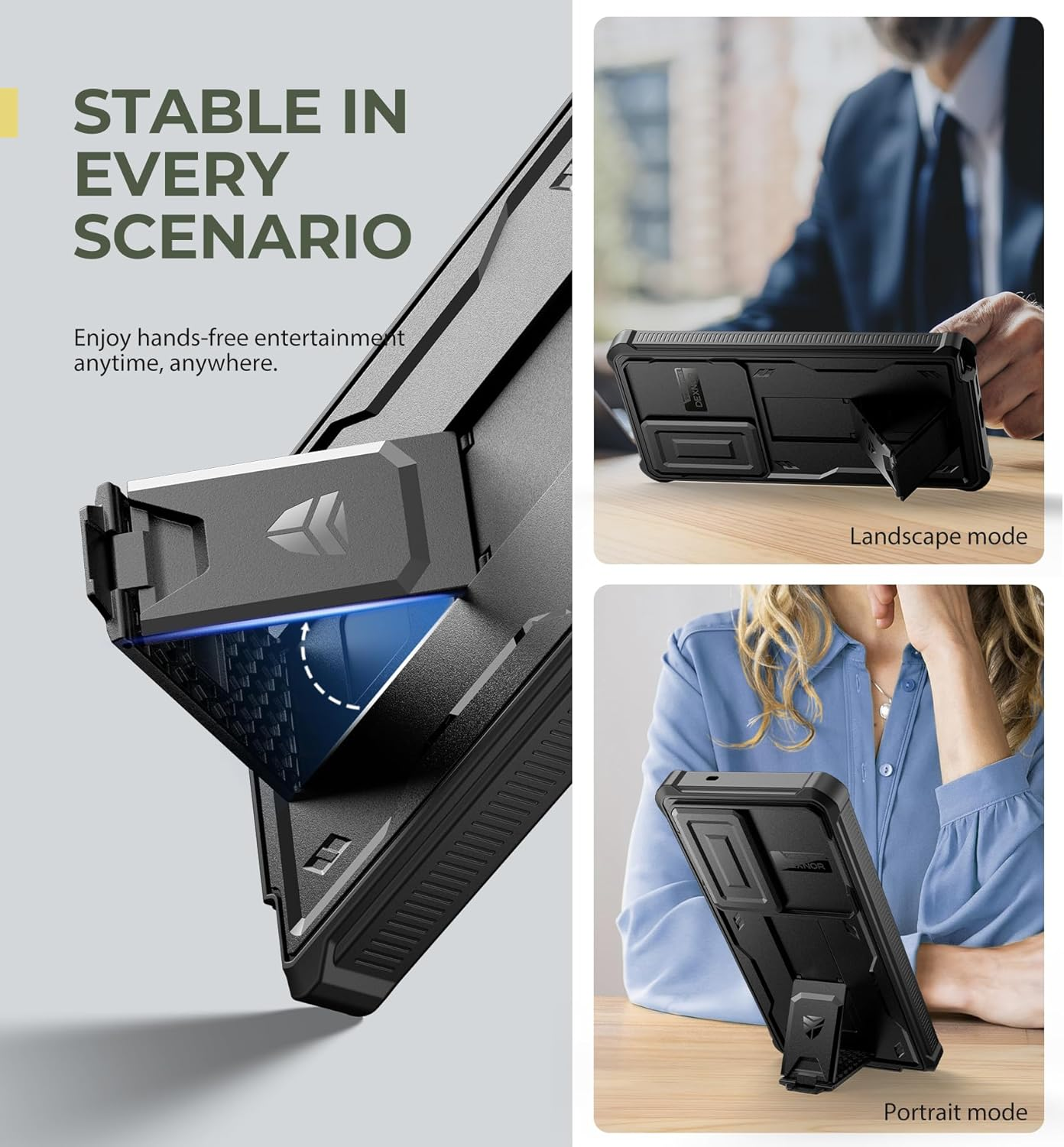 Dexnor for Samsung Galaxy S25 Ultra Case with Built-In Slide Camera Cover & Screen Protector & Kickstand, Heavy-Duty Shockproof Rugged Case Full-Body Bumper Protective Cover - Black image number 6