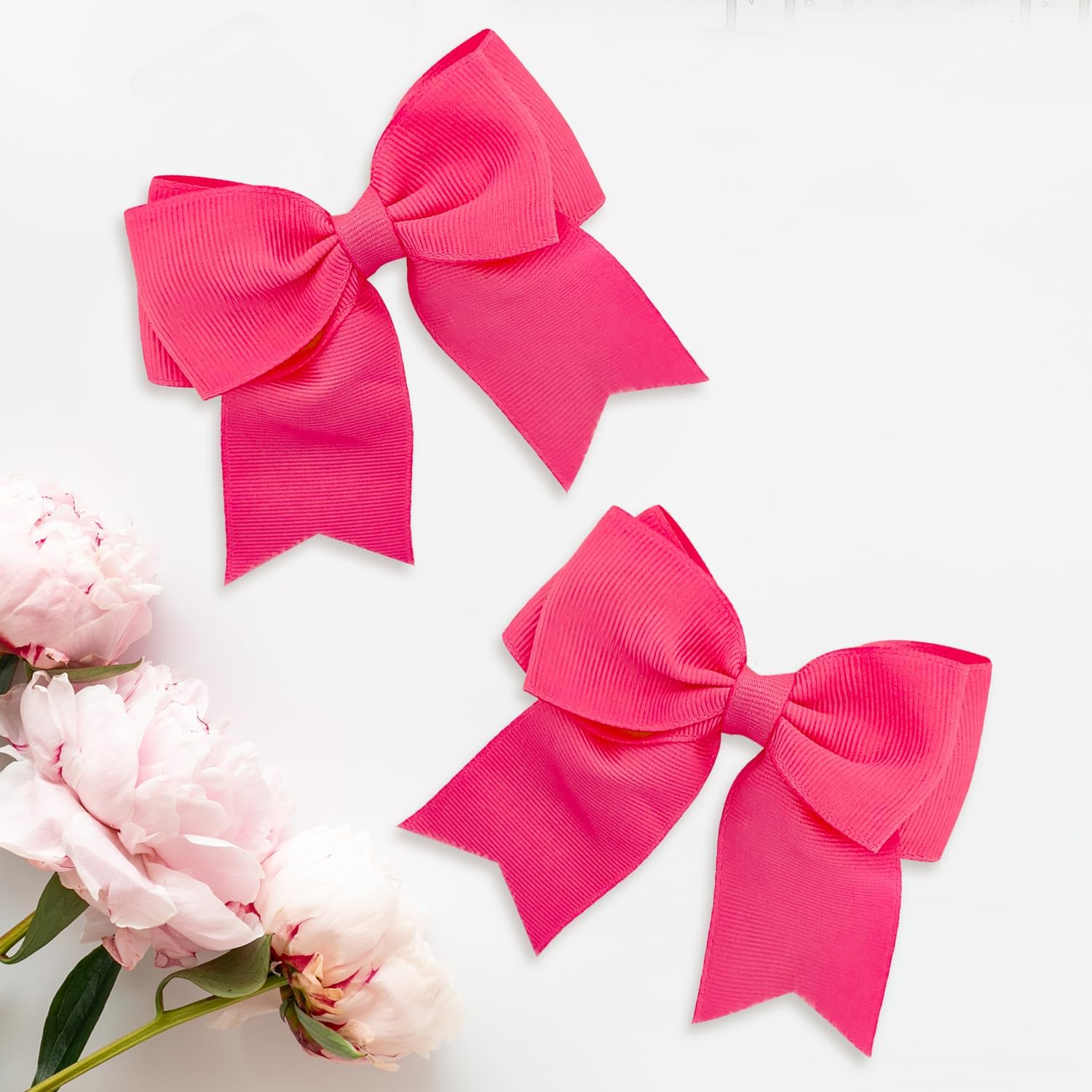 2 Pieces Hair Clips with Bows, French Hair Bows for Girls, Large Satin Hair Bow Clips, Silky Hair Bows for Girls, Soft Bows Hairpin, Rose Red Hair Bow