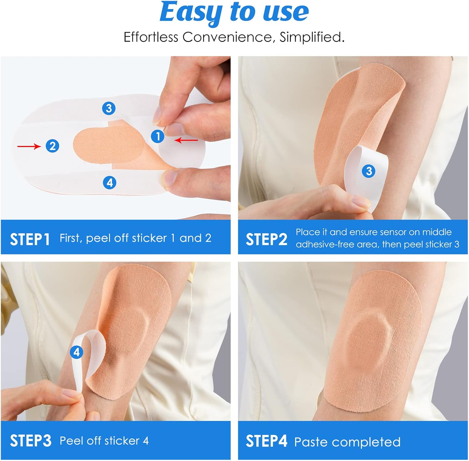 YOUSHARES Sensor Patches for Dexcom G6, 20 Packs Dexcom G6 Sensor Covers Waterproof Adhesive Patches Continuous Glucose Monitor Patch Easy to Use Pre-Cut Adhesive Tape(Beige)