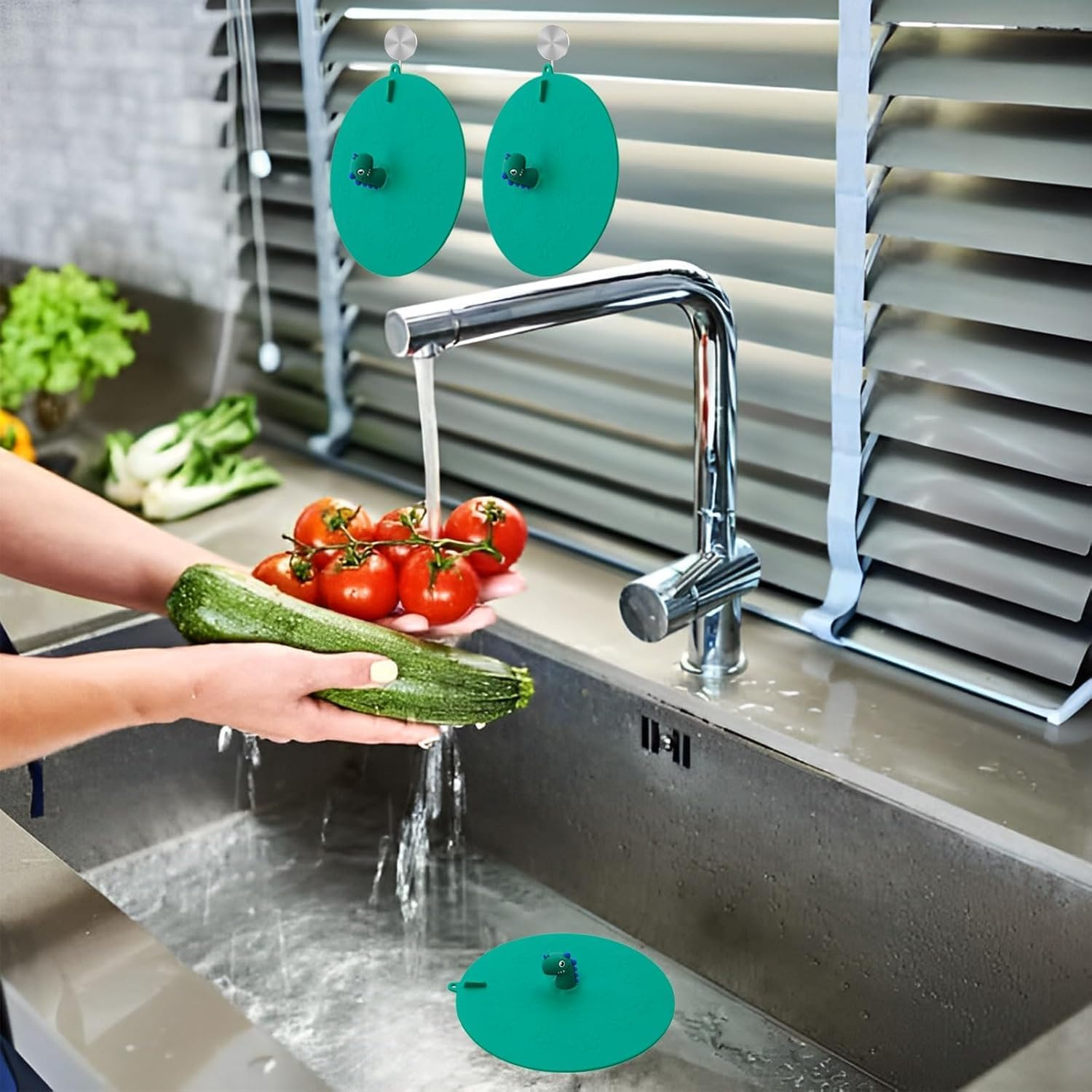 Bathtub Floor Drain Cover,Cute Silicone Odor Proof Floor Drain Cover for Kitchen and Bathroom,1 Pack (Green, One Size) image number 3