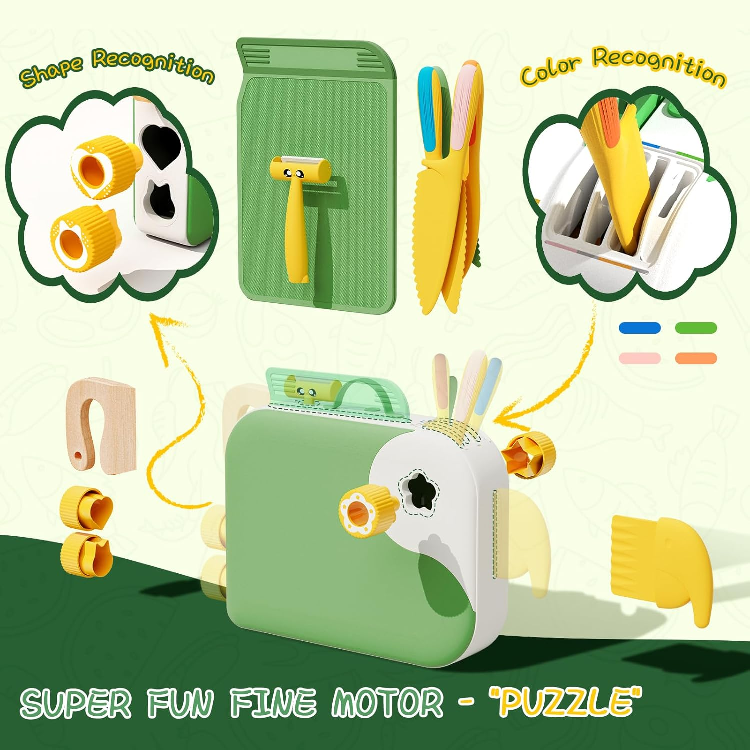 Child Kids Knife Set - 14Pcs Toddler Montessori Kitchen Tools for Real Cooking with a Storage Box, Safe Knives, BPA Free, Kids Cooking Sets | Montessori Toy for Boy and Girls Age 3+ image number 5