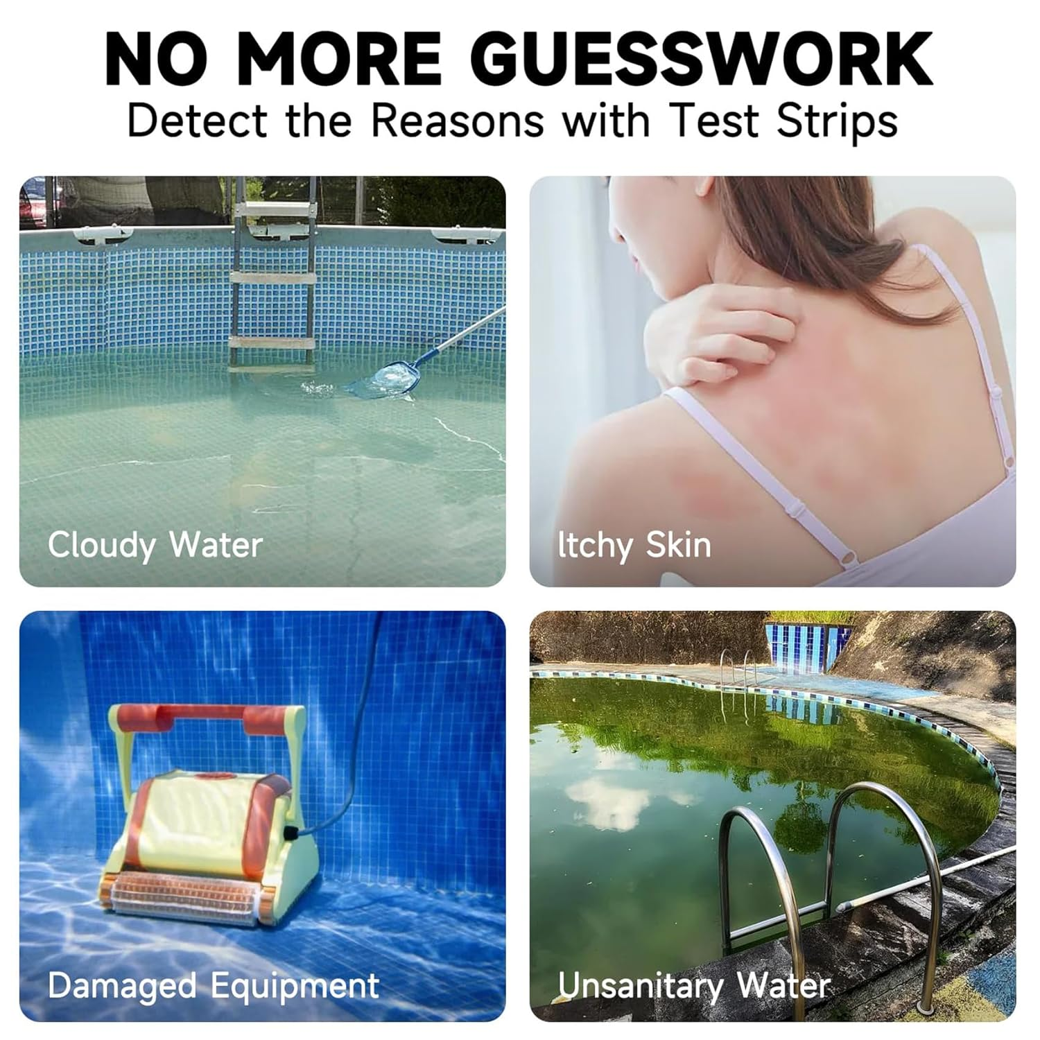 Pool Test Strips 7 in 1, 100 Strips Pool & Hot Tub Test Kit Strips, Water Quality Testing for Chlorine, Bromine, Ph, Hardness, Alkalinity and Cyanuric Acid image number 4