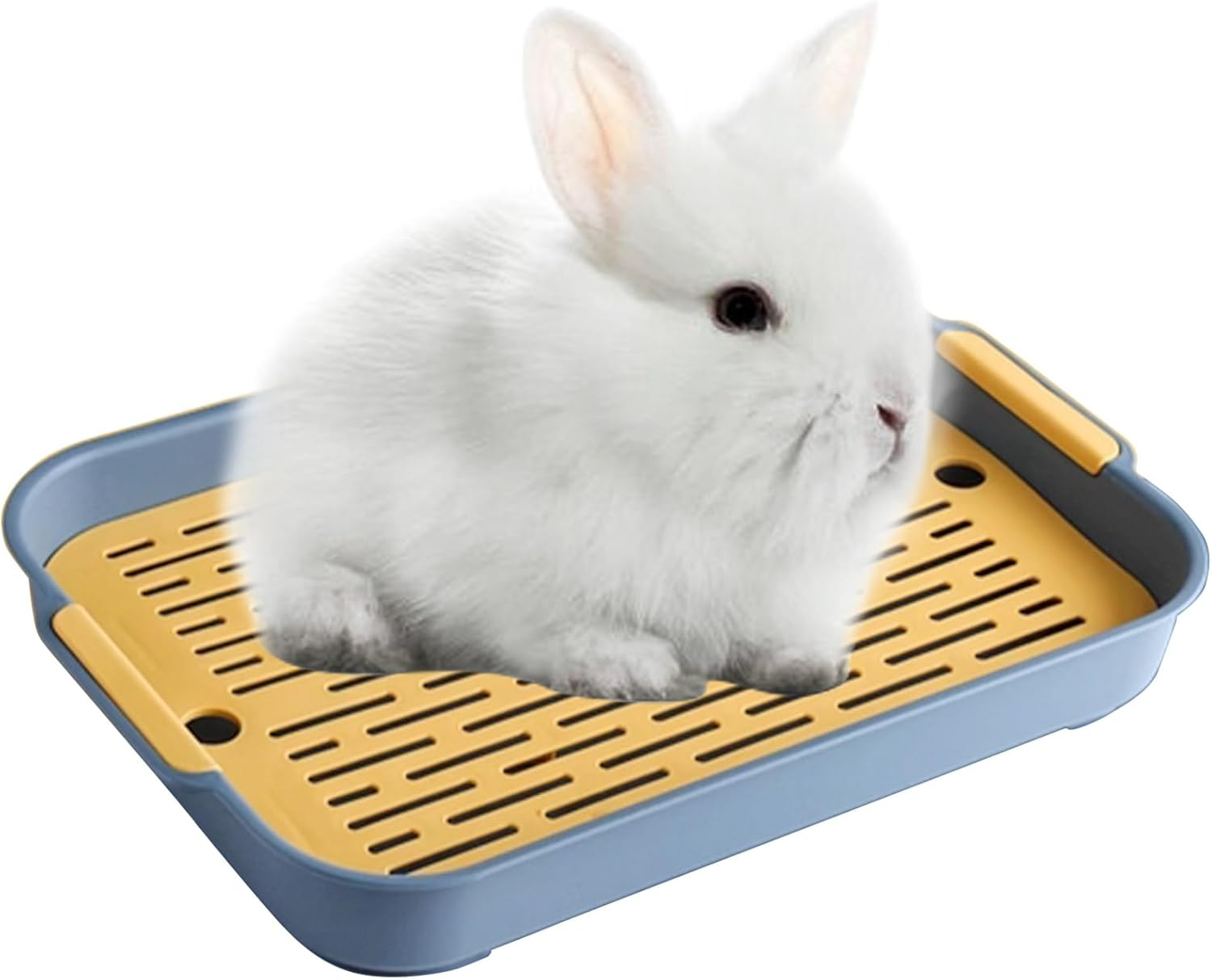 Rabbit Litter Box Pet Toilet Tray Plastic Waste Pan Easy to Clean Reusable Small Animal Potty for Bunny Guinea Pig Chinchilla Hamster Indoor Cage Training Use(Blue,Small) image number 5