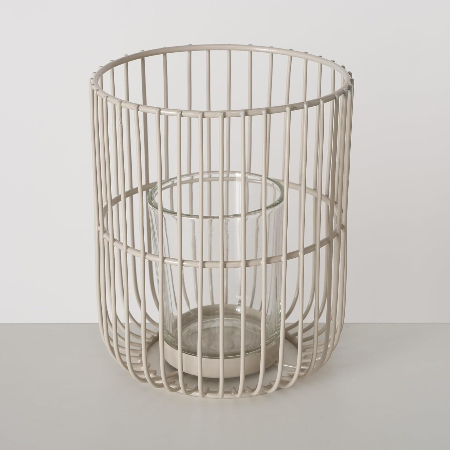 Boltze Cindy 2045316 Tea Light Holder Set of 2, Beige, Iron, Glass, 14-20 Cm High, Modern Design, Garden Decoration, Table Decoration, Candle Accessories, Lantern, Tea Light Glass image number 1