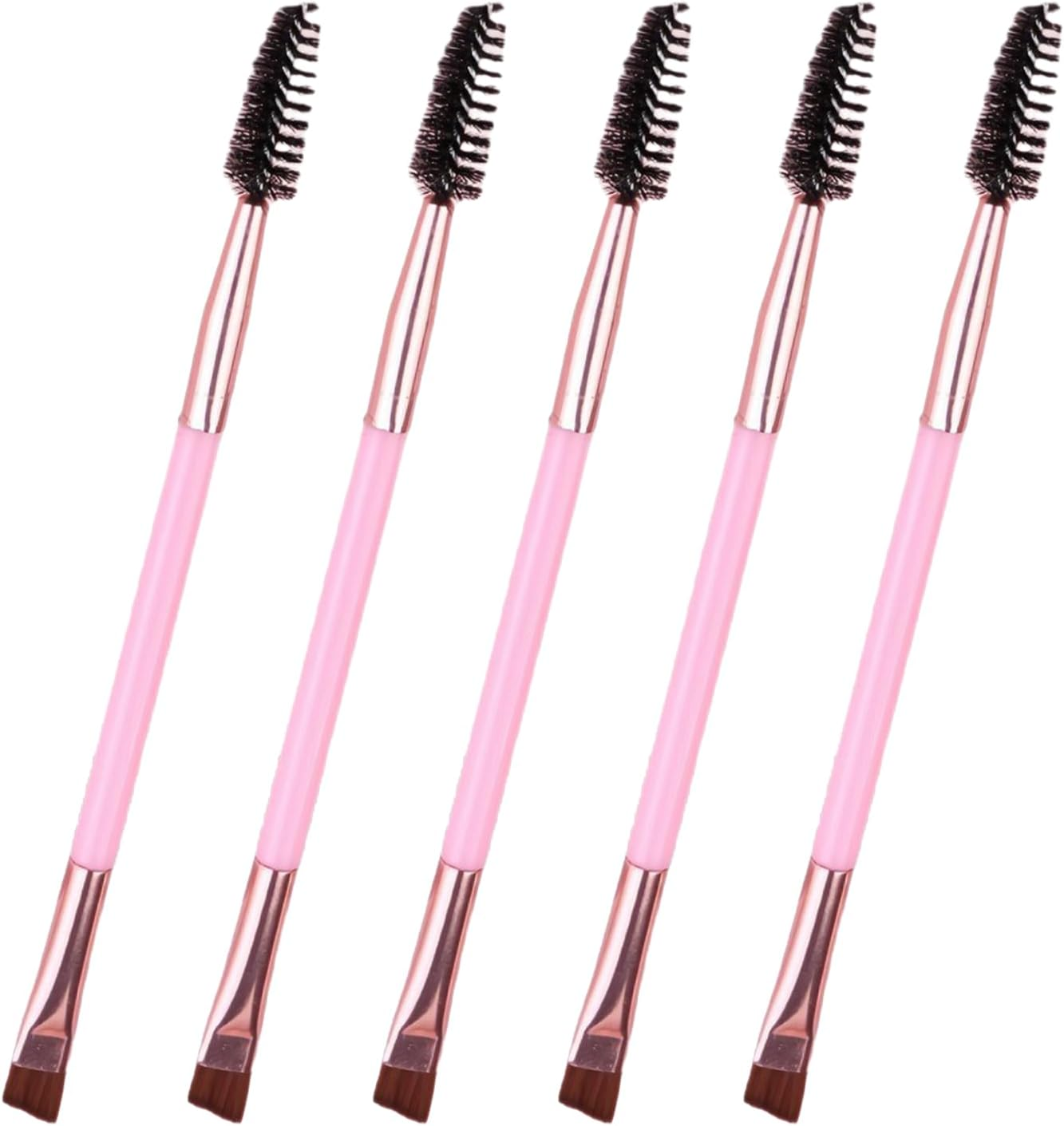 Hzqzaoan Duo Eyebrow Brush Spoolie Brush Angled Brow Brush Eyelash Brush - 5 Piece Set Pink Makeup Tools,Professional Eye Makeup Brush Kit image number 2