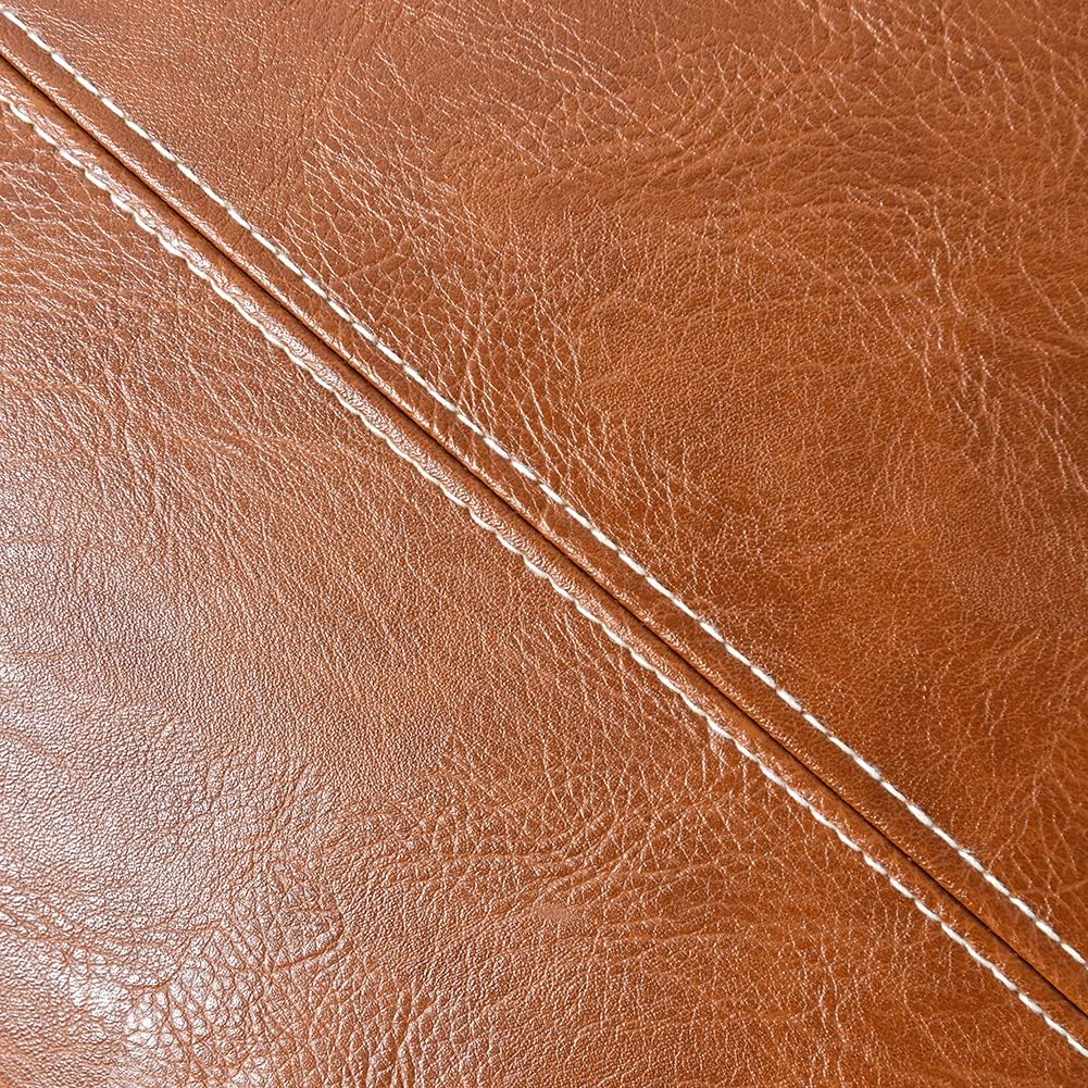 Fancy Homi Brown Boho Lumbar Faux Leather Decorative Throw Pillow Covers 12X20 Inch for Living Room Couch Bed Sofa, Hand Stitched Rectangle Cushion Case 30X50 Cm, Rustic Modern Farmhouse Home Decor image number 4