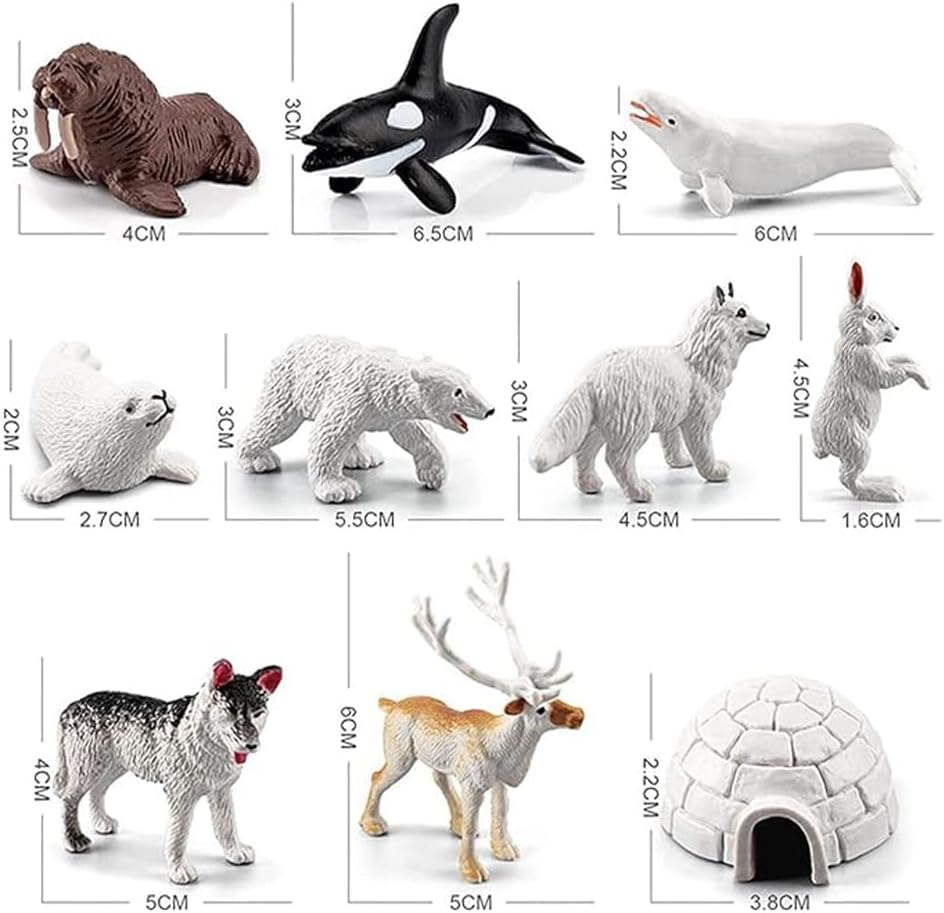 10PCS Mini Arctic Animals Figurines Plastic Polar Bear Action Model, Arctic Circle Ocean Sea Animals Bear Seal Reindeer Wolf Rabbit Arctic Realistic Figurines image number 4