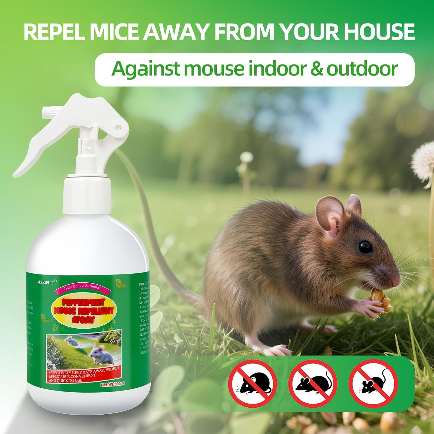 Peppermint Oil Rat Deterrent Control Spray - Long Lasting Rodent Deterrent for Cars, Natural & Safe Mouse Repellent, Easy Application (300ML) image number 4