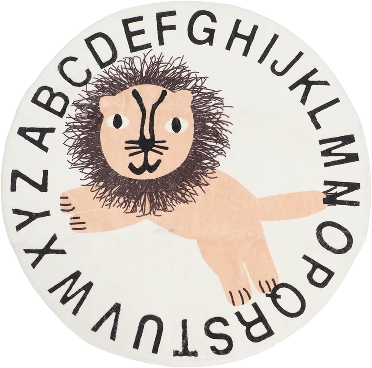 Children'S round Rug, Animal Shaped Soft round Rug, Non-Slip, 100Cm Diameter, for Nursing Room (Lion) image number 3