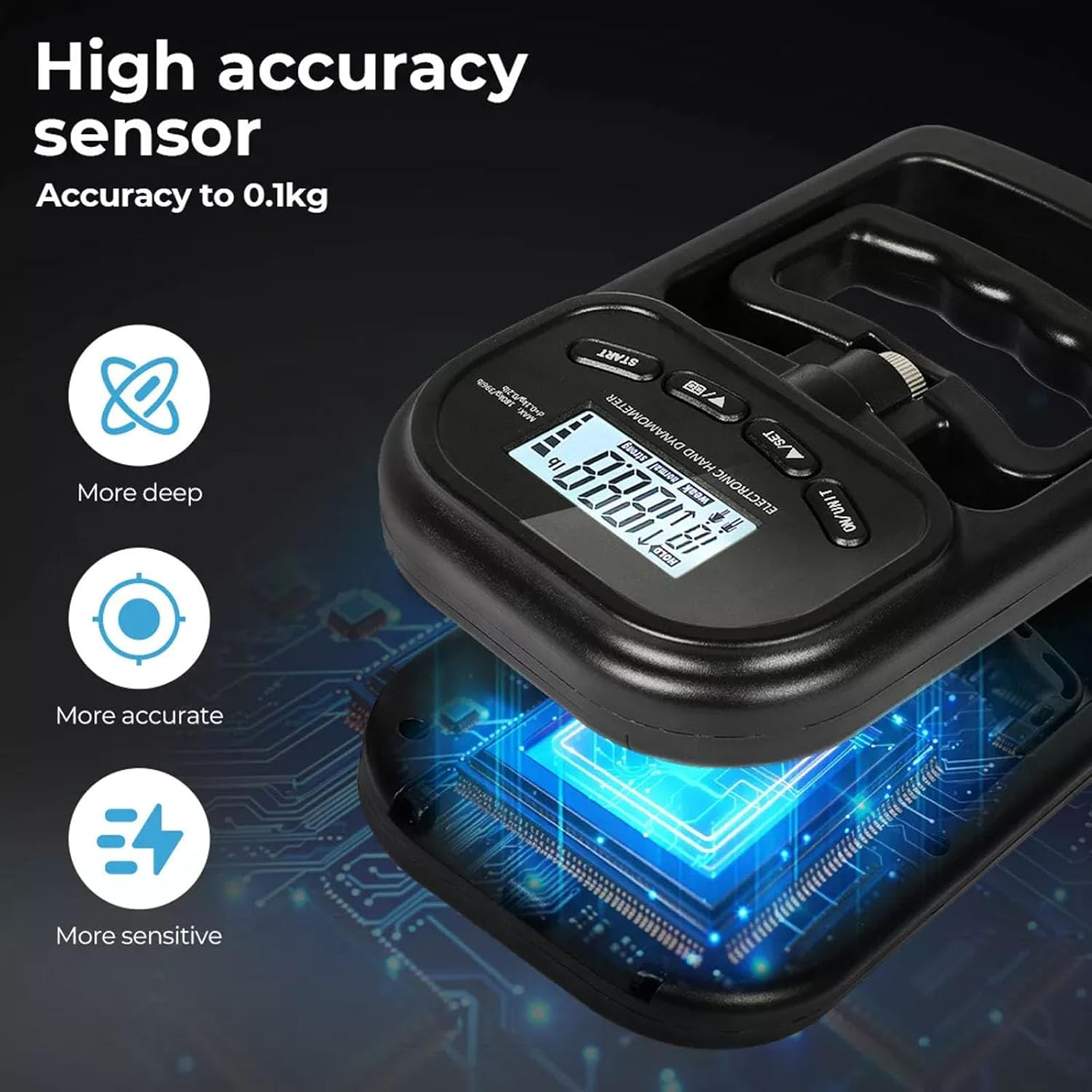 396Lbs/180Kg Grip Strength Trainer, Rechargeable Electronic Hand Dynamometer, Digital Grip Strength Tester with LCD Display, Adjustable Hand Grip Dynamometer Hand Exercisers for Strength(With Hand Grip Strengthener) image number 1