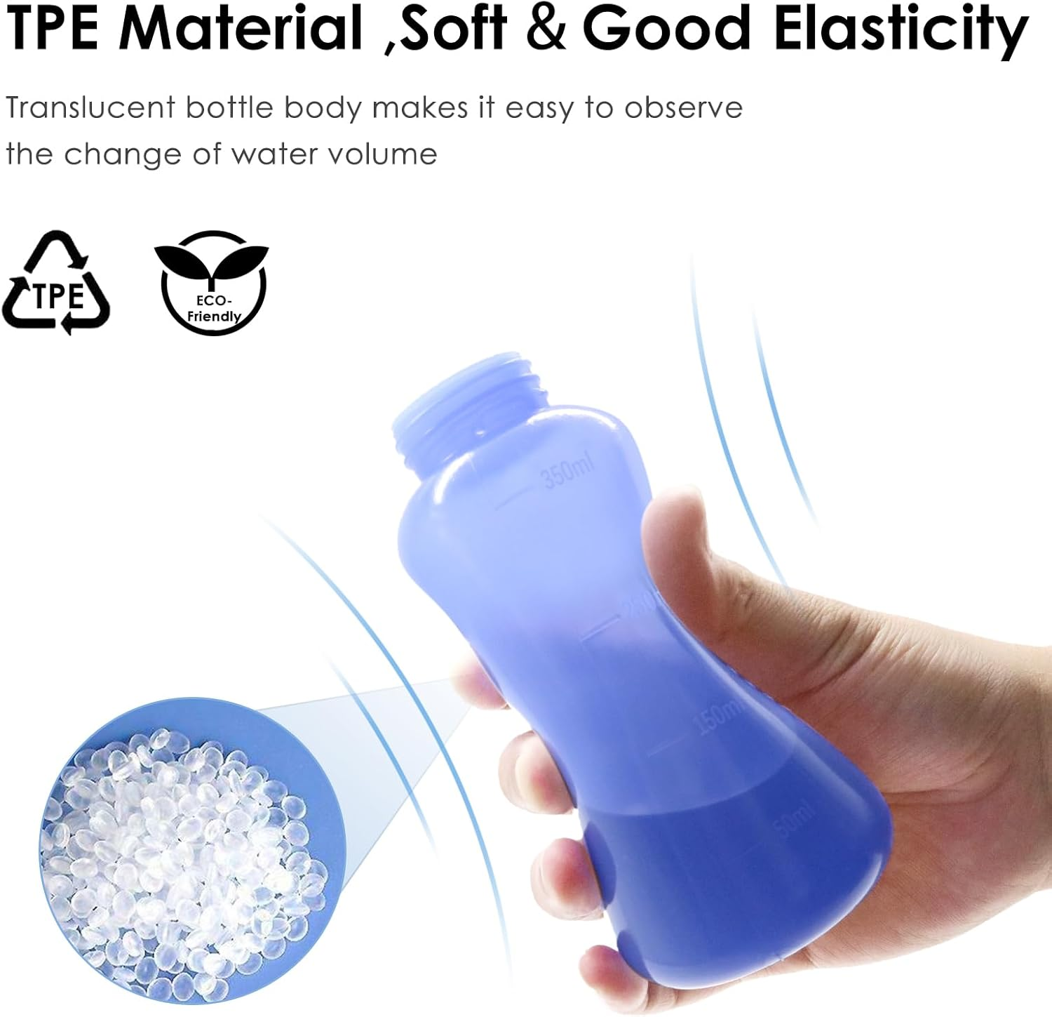 RUFCRIL Mini Peri Bottle, 350Ml Portable Travel Bidet with Extra Ring and Carry Bag, TPE Material for High Temperature Resistance, Essentials for Postpartum Perineal Care,Hemorrhoid Treatment, Blue image number 4