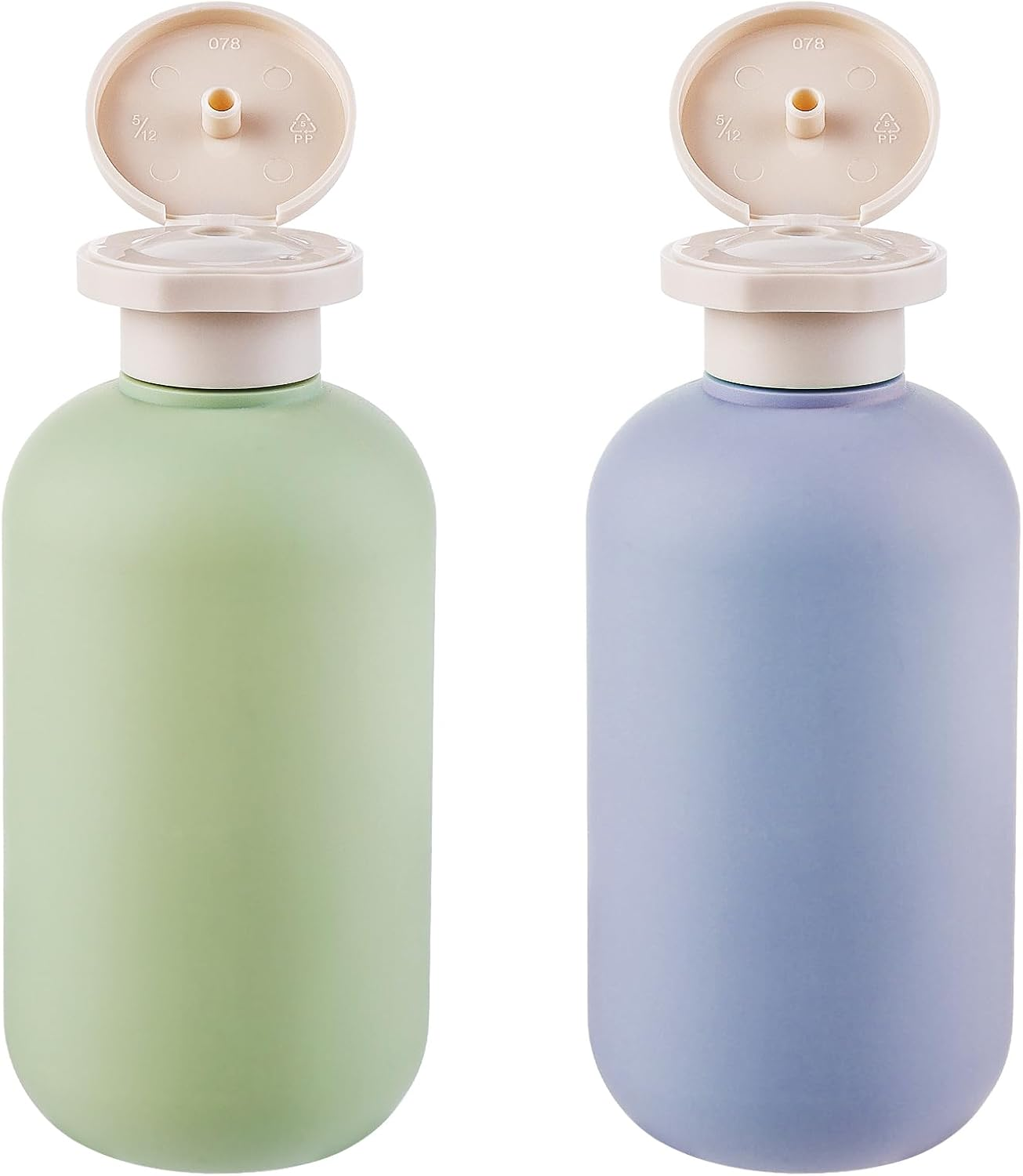 Gjinxi 2Pcs Squeeze Bottles with Flip Cap, Refillable Plastic Travel Containers Empty Bottles Travel Accessories Shampoo and Conditioner Bottles for Creams, Lotion (Green Blue, 200ML)