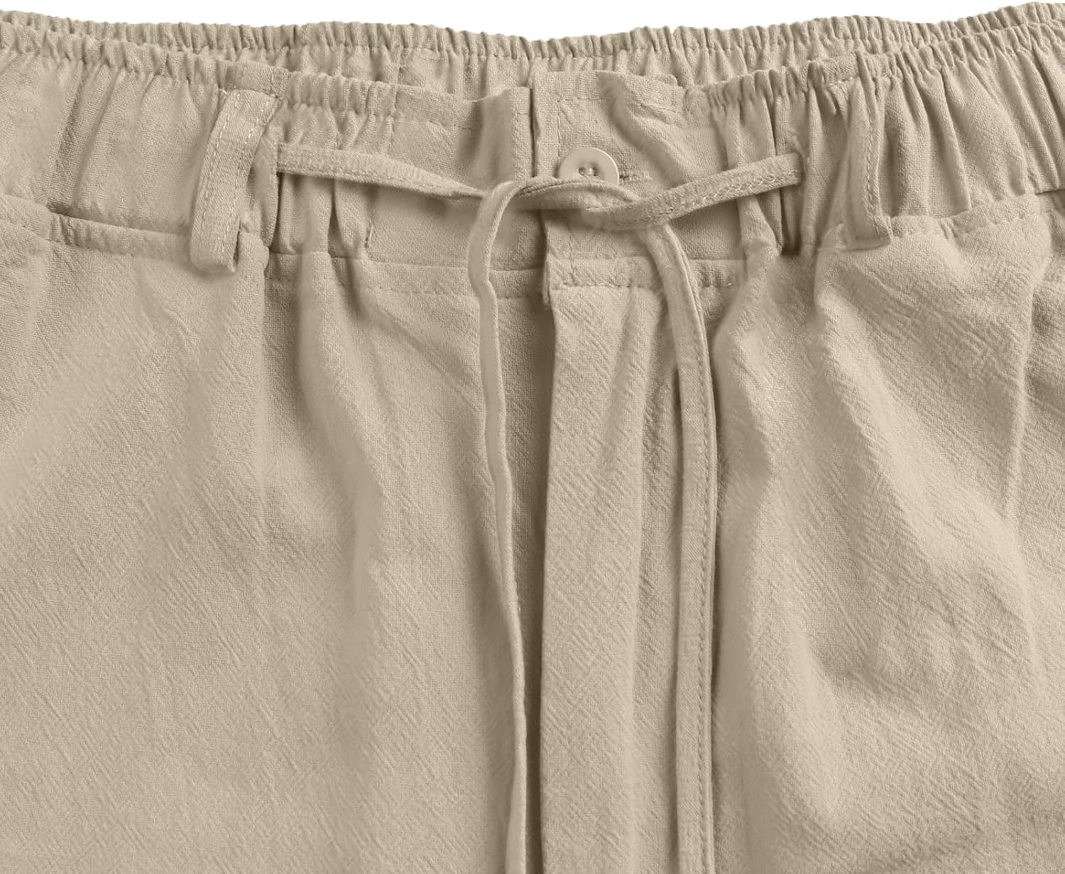 NANAMEEI Drawstring Yoga Beach Trousers Cotton Linen Casual Pants Casual Trousers Khaki M image number 5