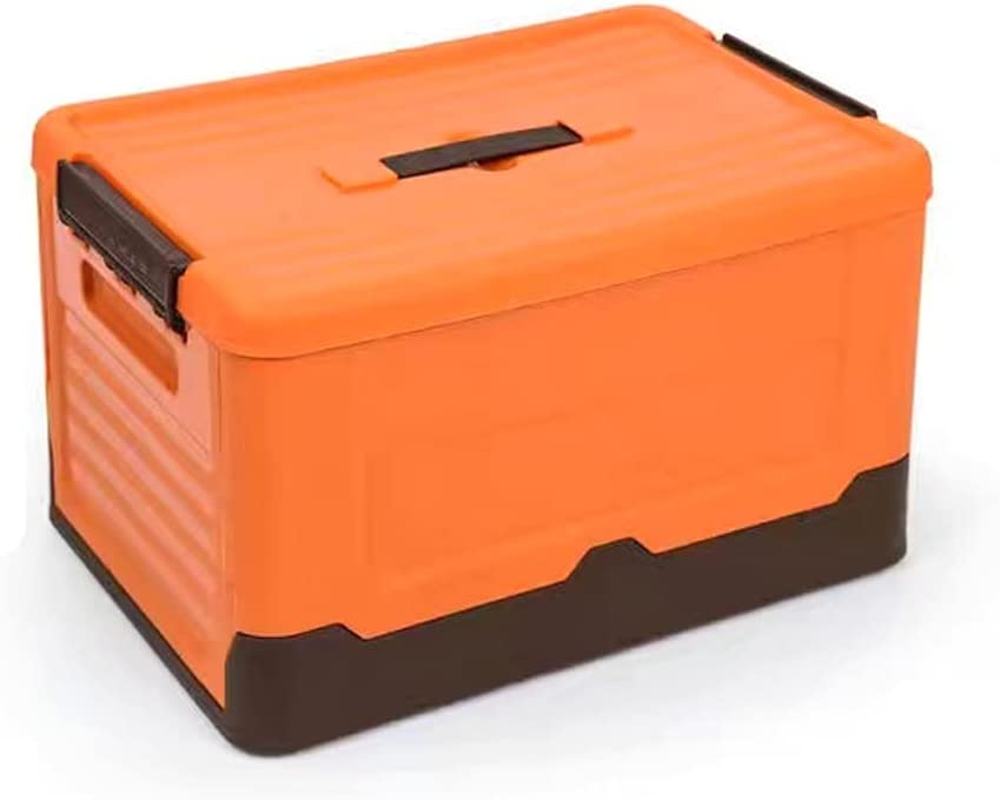 Large Size Plastic Foldable Storage Cubes Bin Box Containers with Lid and Handles for Home, Office, Nursery, Closet, Bedroom, Car Box, Picnic, Storage Box S30 (Yellow, 40*28*23CM (15.7X11X9 Inches))