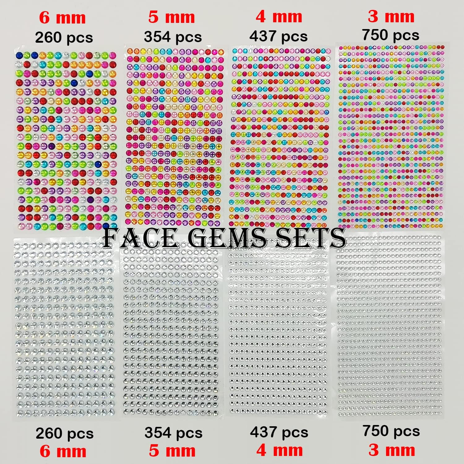 Taicols Rhinestone Sticker Self-Adhesive Jewels Sticker, 2834 Pcs Self Adhesive Gems Stickers, Crystal Gem Flat Back Stickers Adhesive Half for Makeup DIY Nail Earrings Phone Case(Diamond-White) image number 5