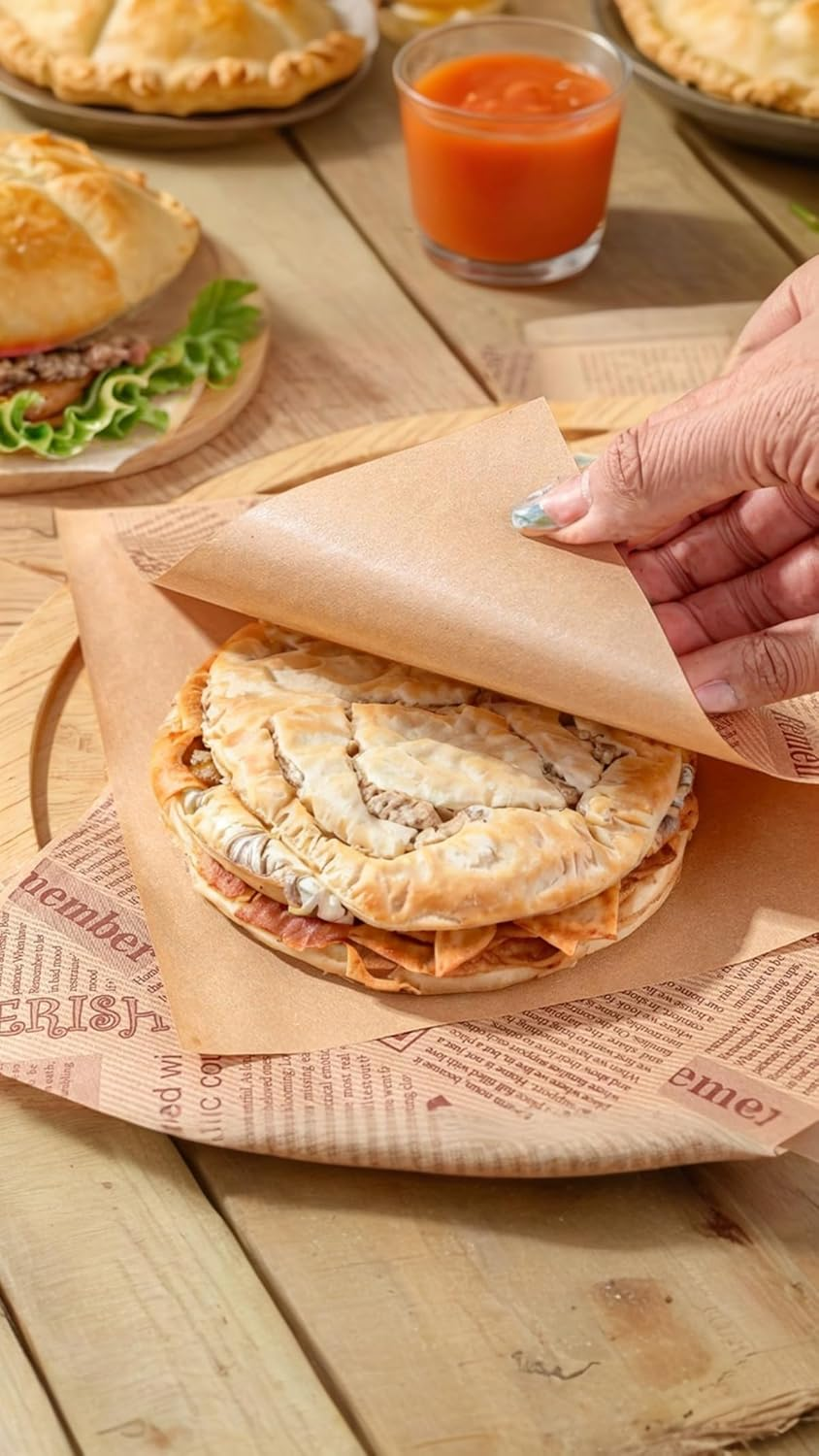 Triangle Paper Bags, 100 Count, 18X18Cm, Non-Stick & Greaseproof, for Burgers, Sandwiches, and Snacks, No-Fold Design for Quick Serving image number 6