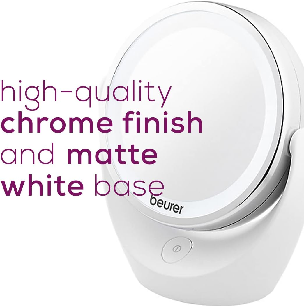 Beurer 5X Magnifying Double Sided Cosmetic Vanity Makeup Mirror Illuminated LED Lights, 360 Degree Swivel Rotation, BS49 image number 2