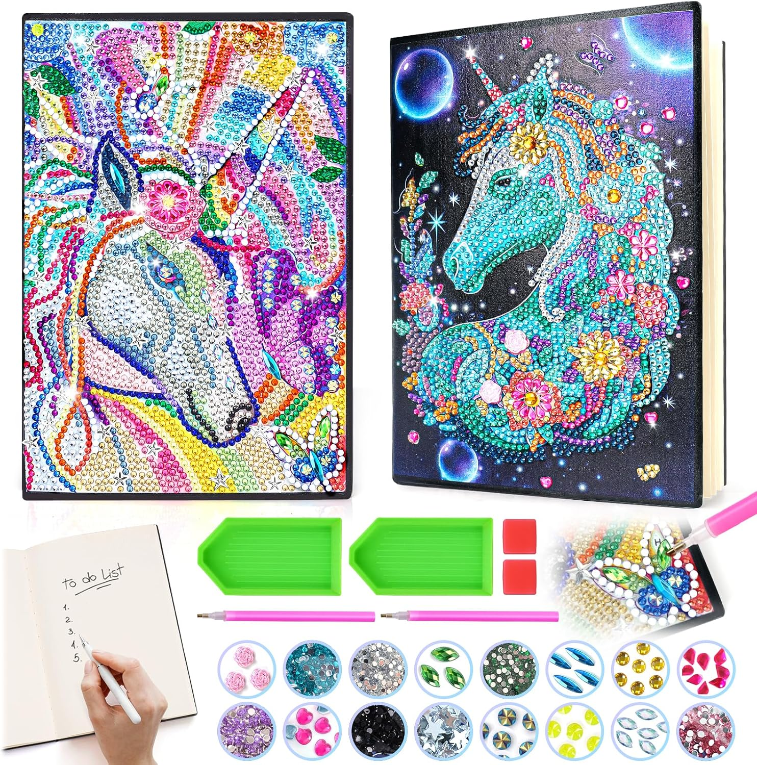 Craft Kits for Kids Age 6-8-9-10, Girls Birthday Presents for 5 7 11 12 Year Old Notebook Diamond Art Painting Kit Arts and Crafts for Kids Toys for 5-10 Year Old Girl Gifts Diary Cute Stationery Set