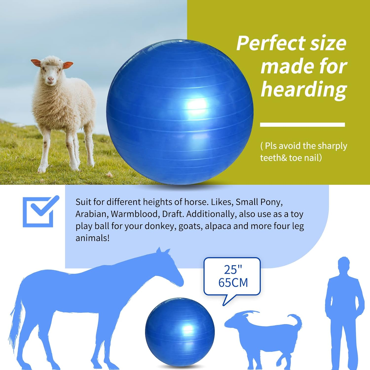 Ridefound 17 Inch Horse Play Balls Anti-Burst Herding Ball for Horse Mega Equine Ball for Play Training Horse Soccer Ball image number 6