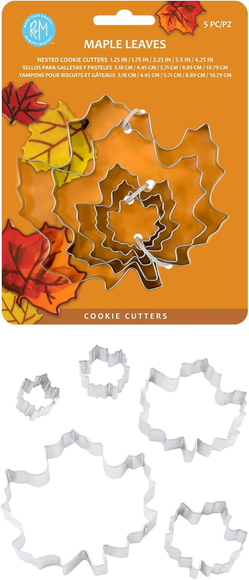 R&M International 1936 Maple Leaf Cookie Cutters, Assorted Sizes, 5-Piece Set image number 1