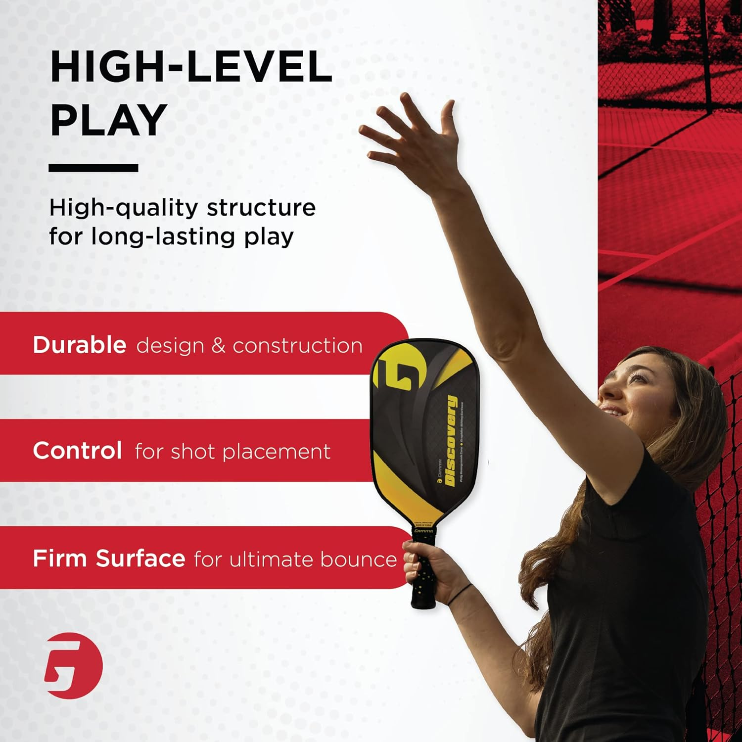 Gamma Sports 2.0 Pickleball Paddles: USAPA Approved, Textured Graphite or Fiberglass Surface, Honeycombed Aramid Core, Durable Flush-Fit Edge Guard, and Firm Honeycomb Grip, Indoor or Outdoor Play - Conqueror image number 3