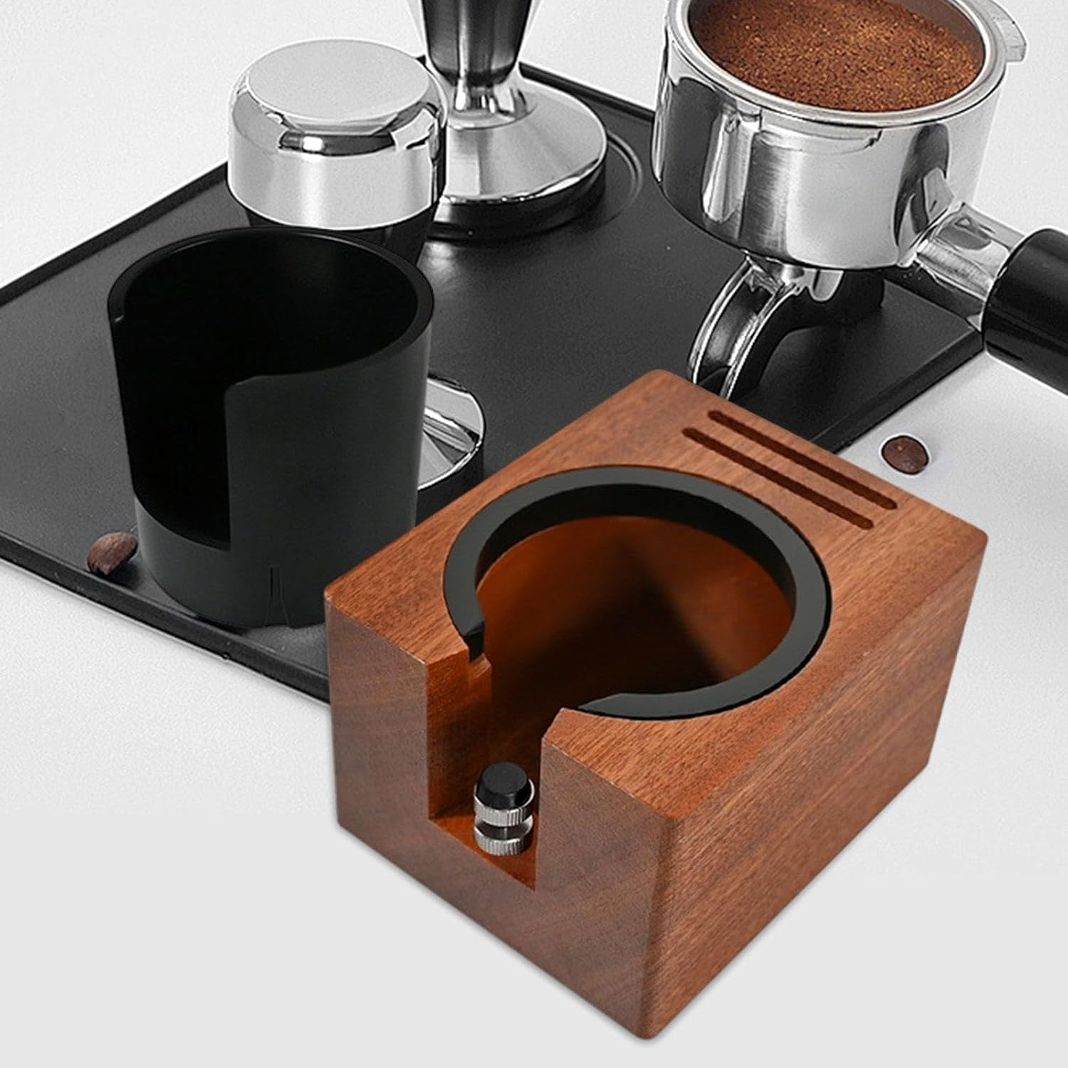 Motivetech 51/53/54/58Mm Espresso Tamping Station, Accessories, Distributor Equipment, Countertop Coffee Portafilter, with Barrel