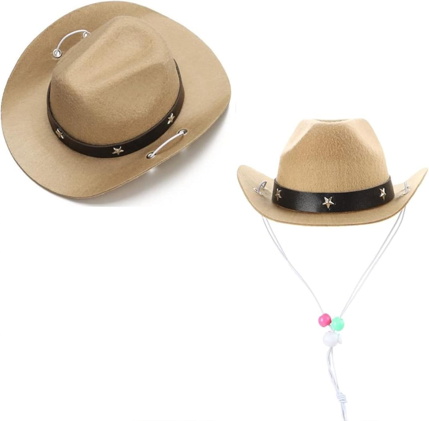 Dogs Cat Pet Cowboy Costume Cowboy Hat with Bandana Set for Halloween, Christmas, Holiday, Party, Cosplay (Khaki, Small) image number 4