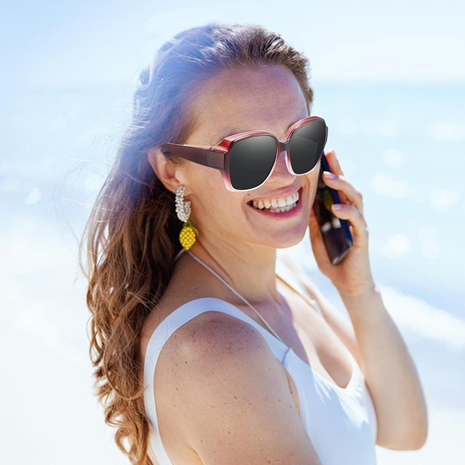 Polarized Fit over Sunglasses | Fit over Glasses Sunglasses Womens Oversized Sunglasses, Fitover Wrap around Eyewear for Men Women | Polarized Snap Shades Sunglasses, Lightweight image number 2