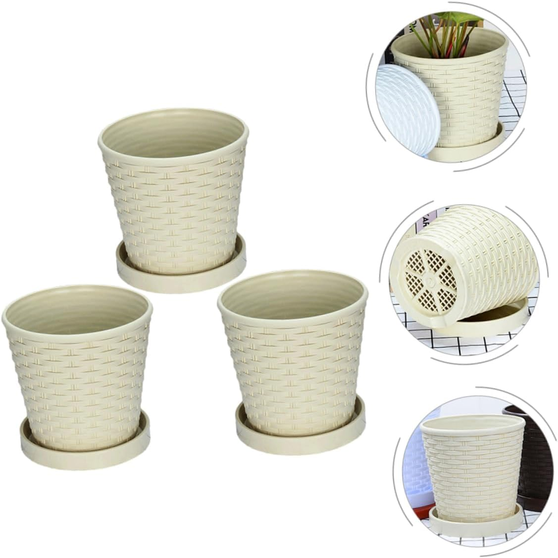 3Sets Resin Flower Pots for Garden Decoration Simple Design Resin Plant Pots for Succulents Indoor Outdoor Use image number 2