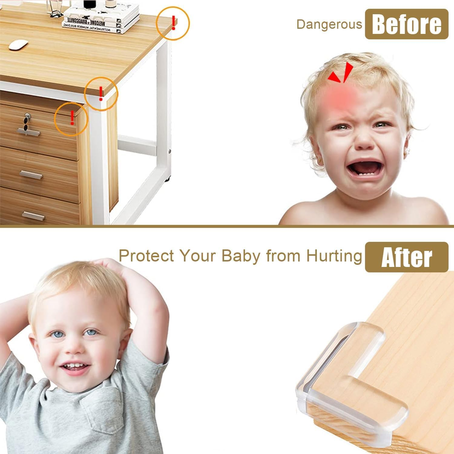 12 Pack Clear Furniture Corner Guards for Baby Proofing, L Shaped Edge Safety Bumpers for Table Edges ANG Sharp Corners, Soft Transparent Baby Safety Protectors image number 4