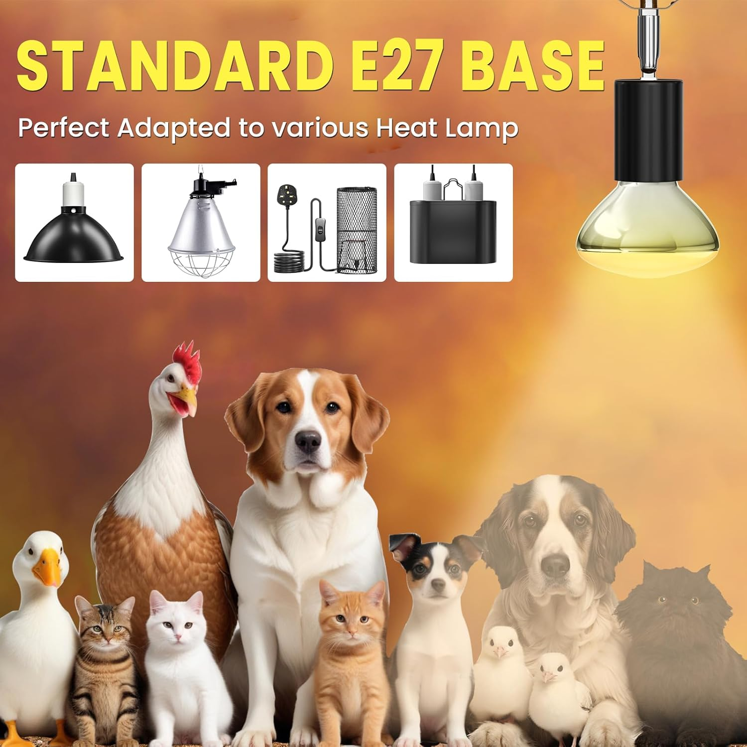 250W Heat Lamp - E27 Bulb for Poultry, Food, Catering, Brooding & Chicks image number 4