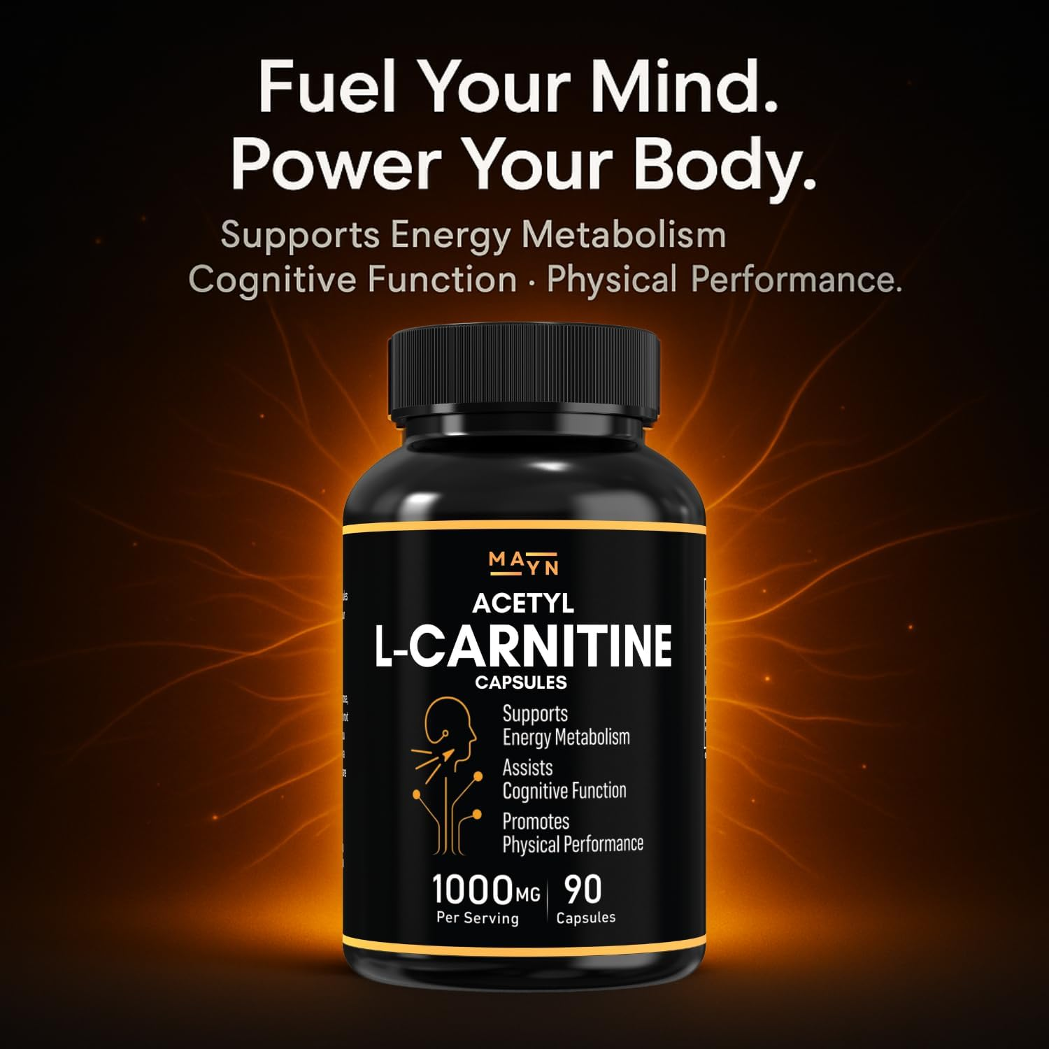 Acetyl L-Carnitine 1000Mg &ndash; Vegan Capsules | Plant-Based Amino Acid | Non-Gmo, Gluten-Free, No Fillers | Energy Support by MAYN image number 3