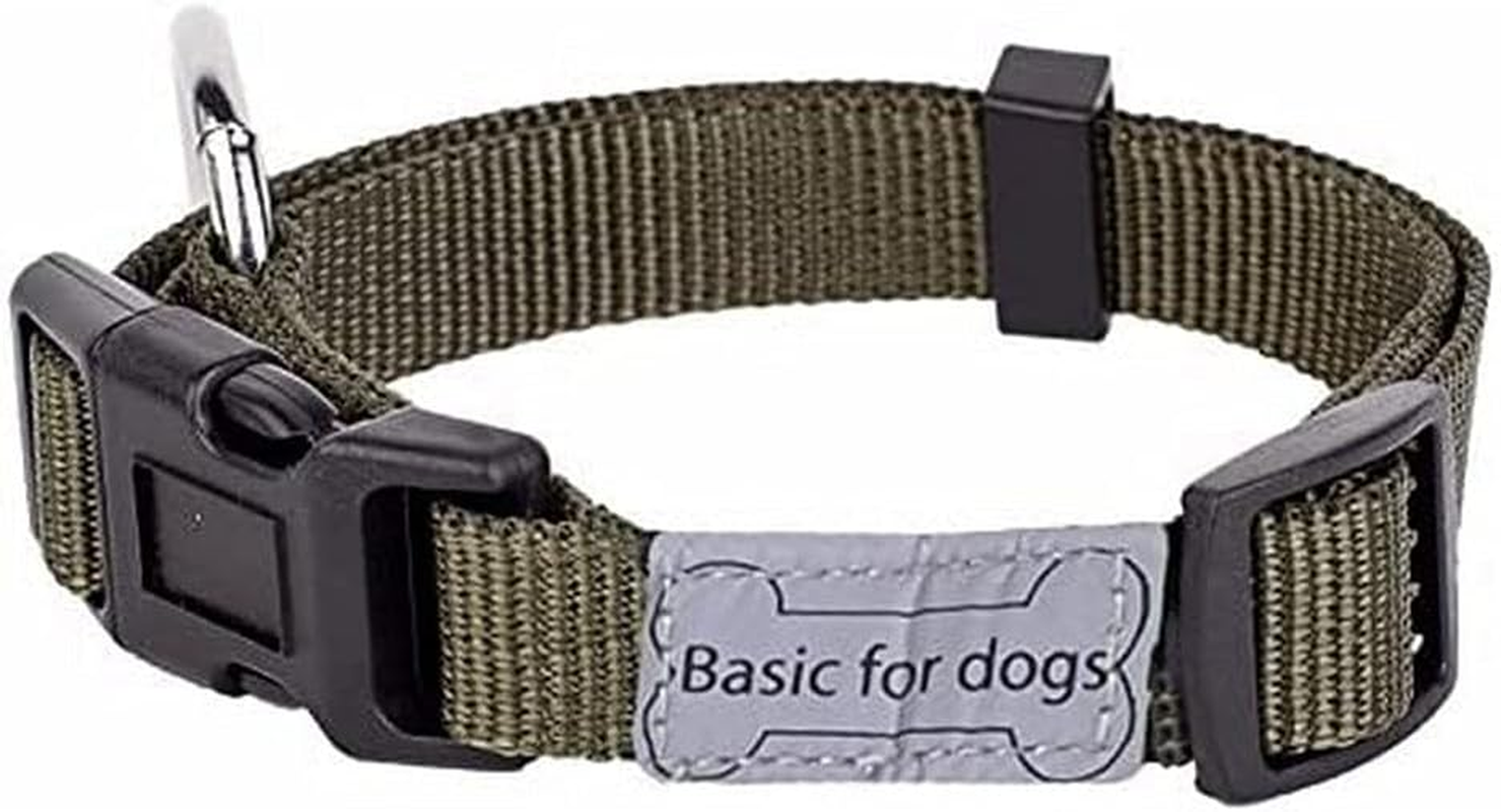 Wouapy Basic Line Collar for Dog, 15 Mm Width, Neck Size 25/40 Cm, Kaki