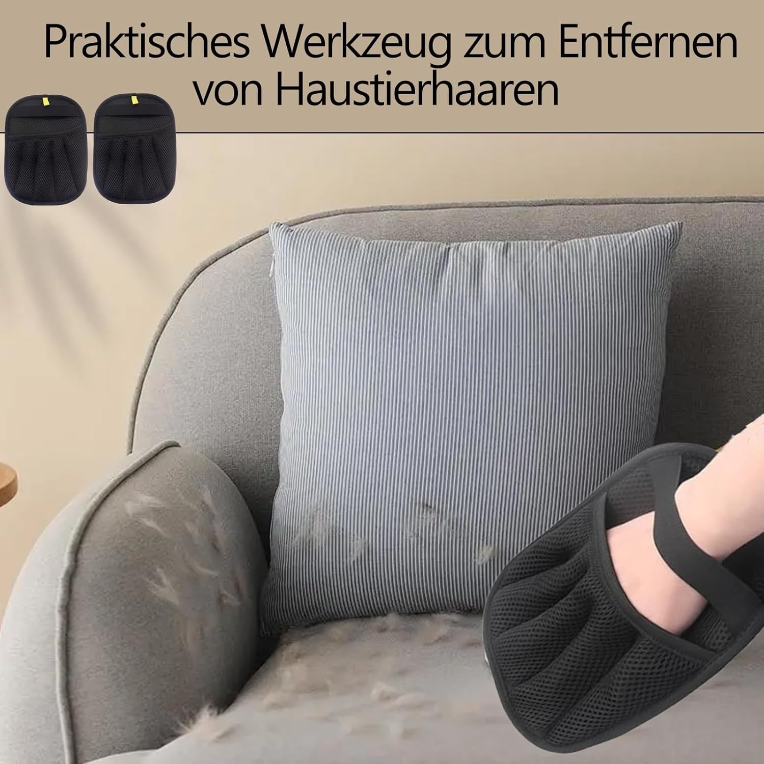 CPRNQY Pet Hair Remover Glove, 4-Piece Set with Hair Removal Gloves for Cats, Dogs, Effective Pet Hair Removal from Furniture, Clothes and Car Seats, Pet Owners image number 3