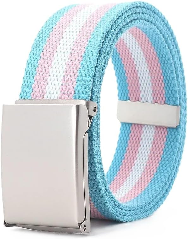 120Cm Colorful Stripes Canvas Belt for Women Jeans,Outdoor Travel Tactical Metal Buckle Belt