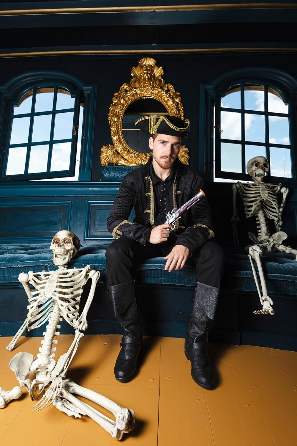 Boland 81996 Black Boot Covers Faux Leather Pirate Musketeer Bandit Robber Carnival Halloween Theme Party Fancy Dress Theatre image number 5