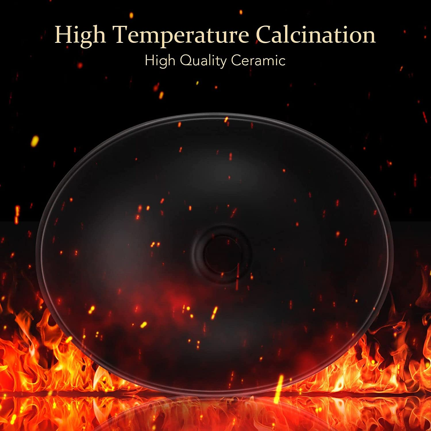 Luxsuite Bathroom Basin Oval Bathroom Sink Vessel Wash Basin Washing Vanity Bowl above Counter Hand Toilet Bath Countertop Ceramic Basin Black image number 4